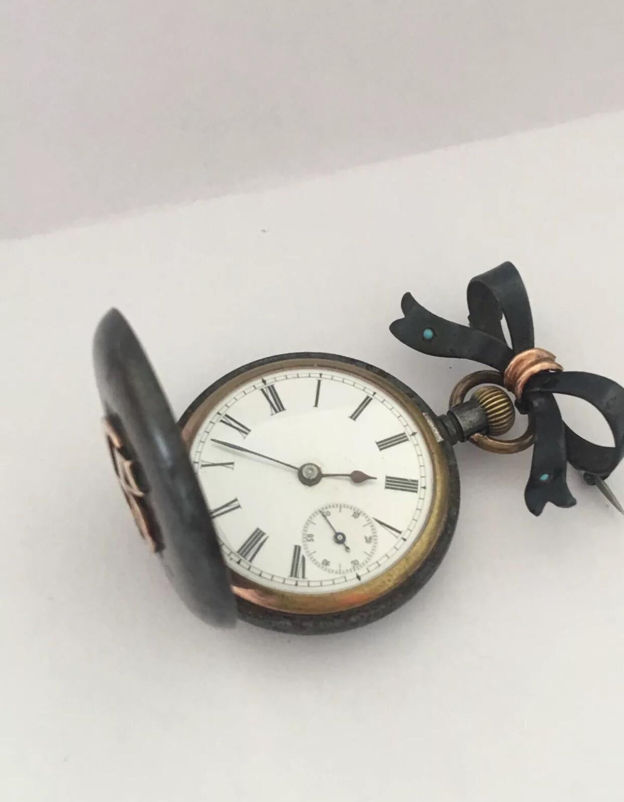 Antique Gilt Metal and Gold Brooch Fob Watch In Good Condition For Sale In Carlisle, GB