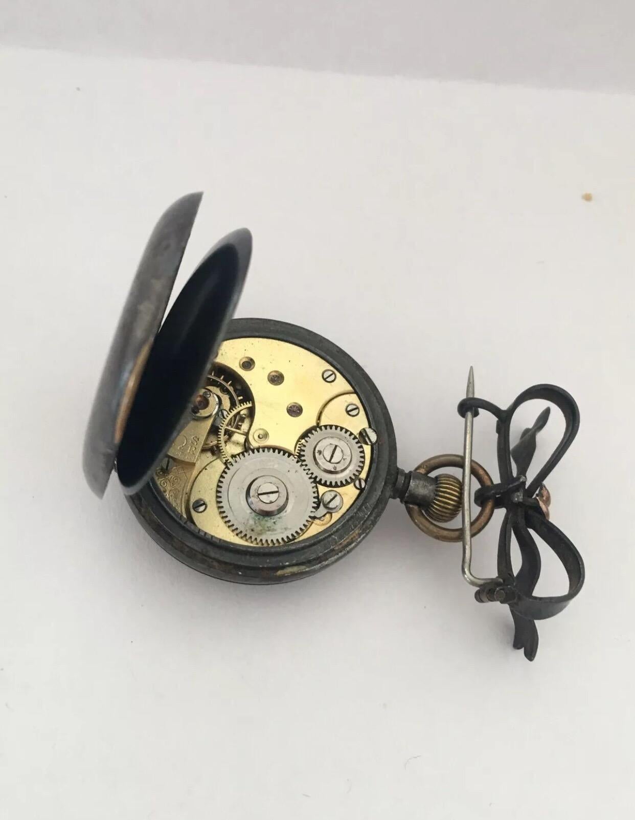 Antique Gilt Metal and Gold Brooch Fob Watch For Sale 2