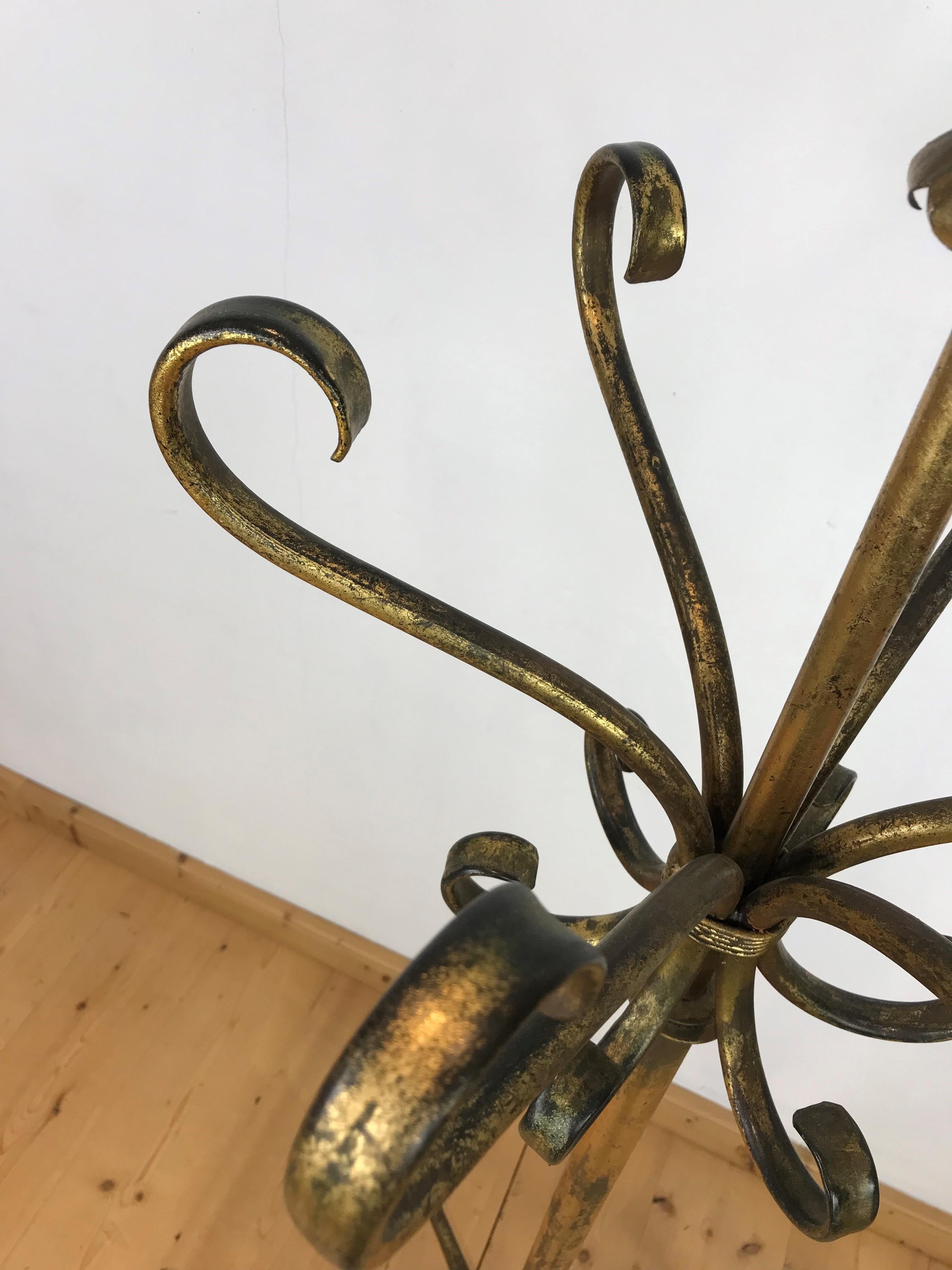 Italian Antique Gilt Metal Hat and Coat Stand For Sale