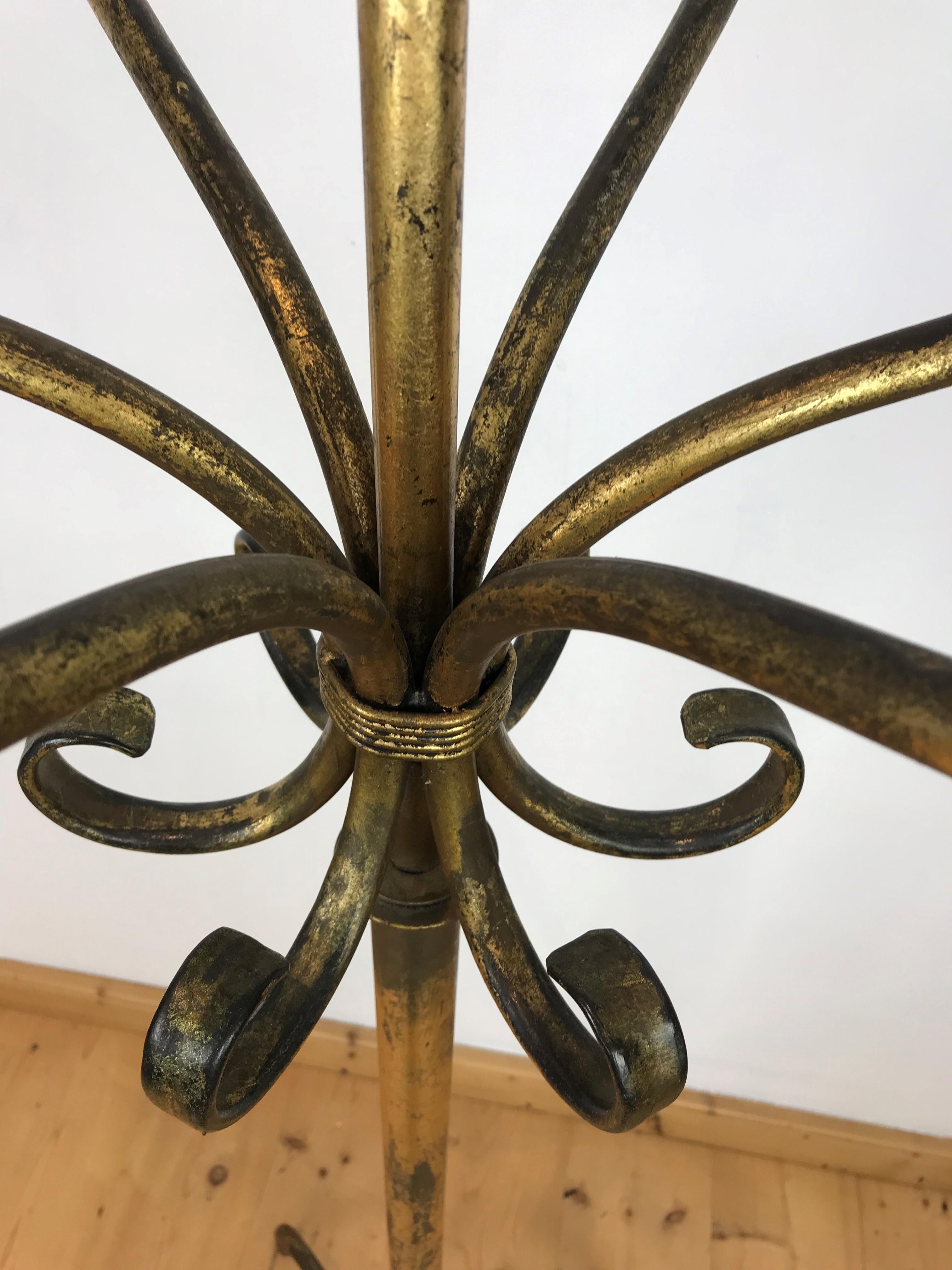 Antique Gilt Metal Hat and Coat Stand For Sale 1