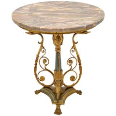 Antique Gilt Metal and Marble Side Table