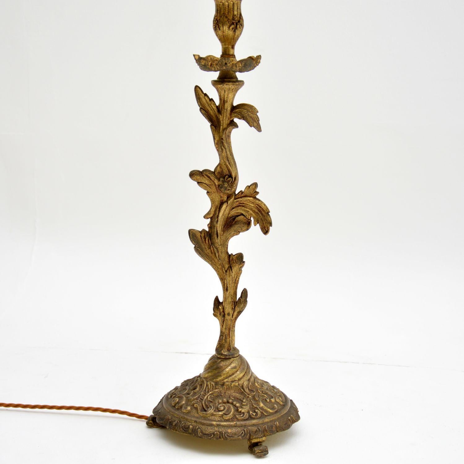 Louis XV Antique Gilt Metal Table Lamp