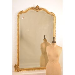 Antique Gilt Mirror, Beveled Mirror, Wall Mirror, Gold Leaf Frame, XIX Century