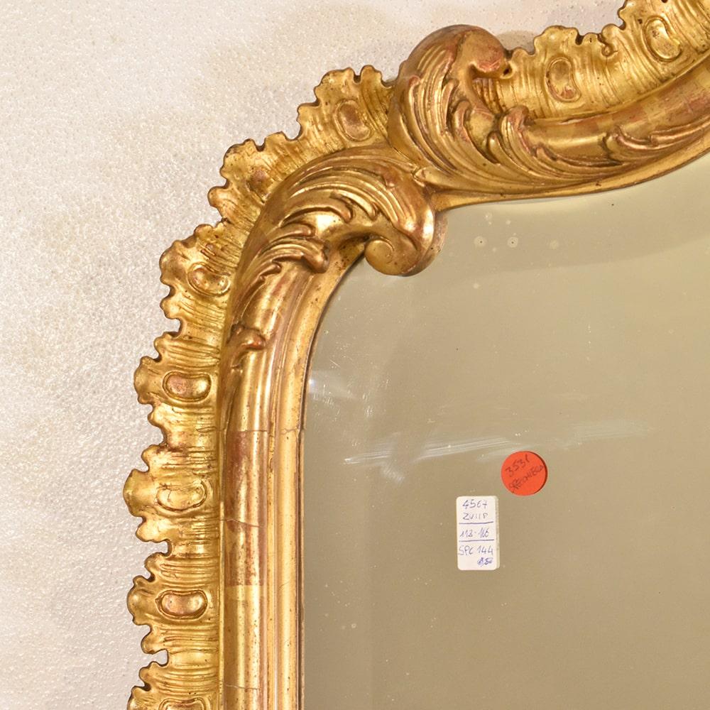 19th Century Antique Gilt Mirror, Beveled Mirror, Wall Mirror, Gold Leaf Frame, XIX Century