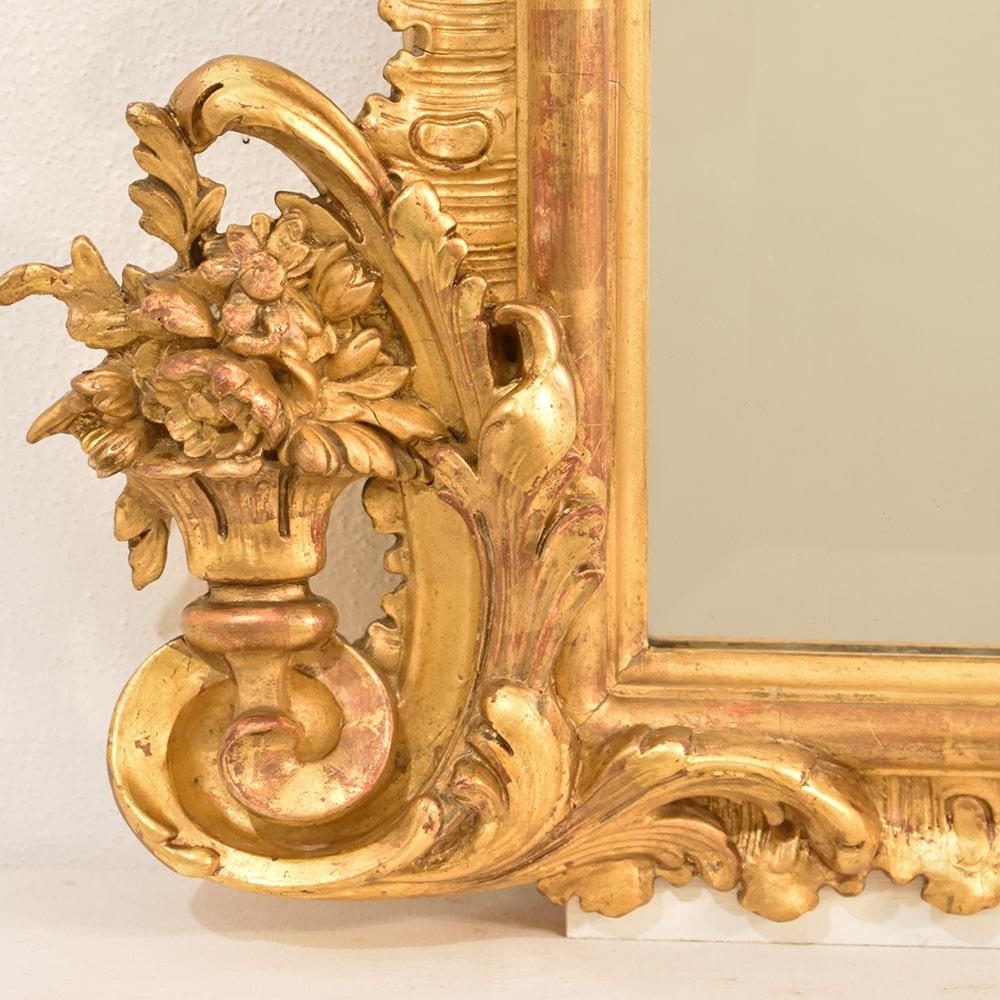 Antique Gilt Mirror, Beveled Mirror, Wall Mirror, Gold Leaf Frame, XIX Century 1