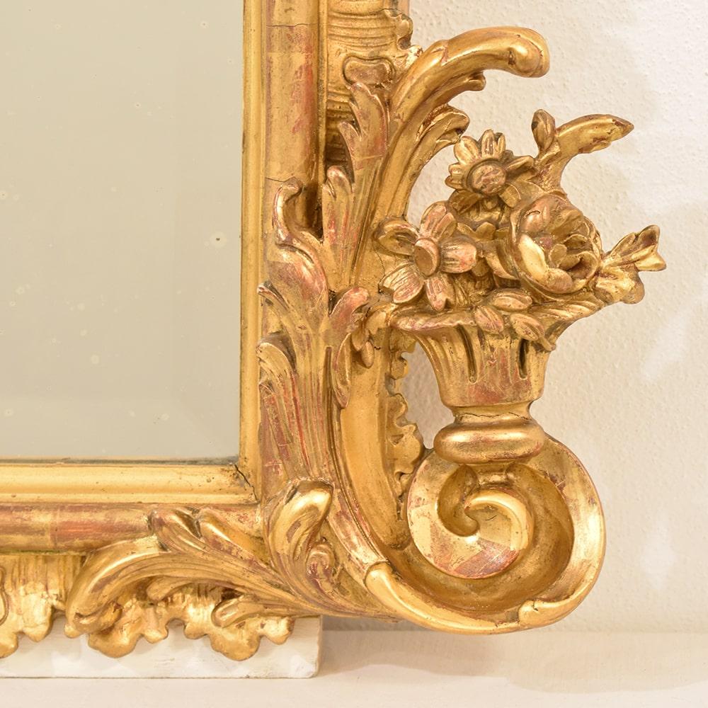 Antique Gilt Mirror, Beveled Mirror, Wall Mirror, Gold Leaf Frame, XIX Century 3