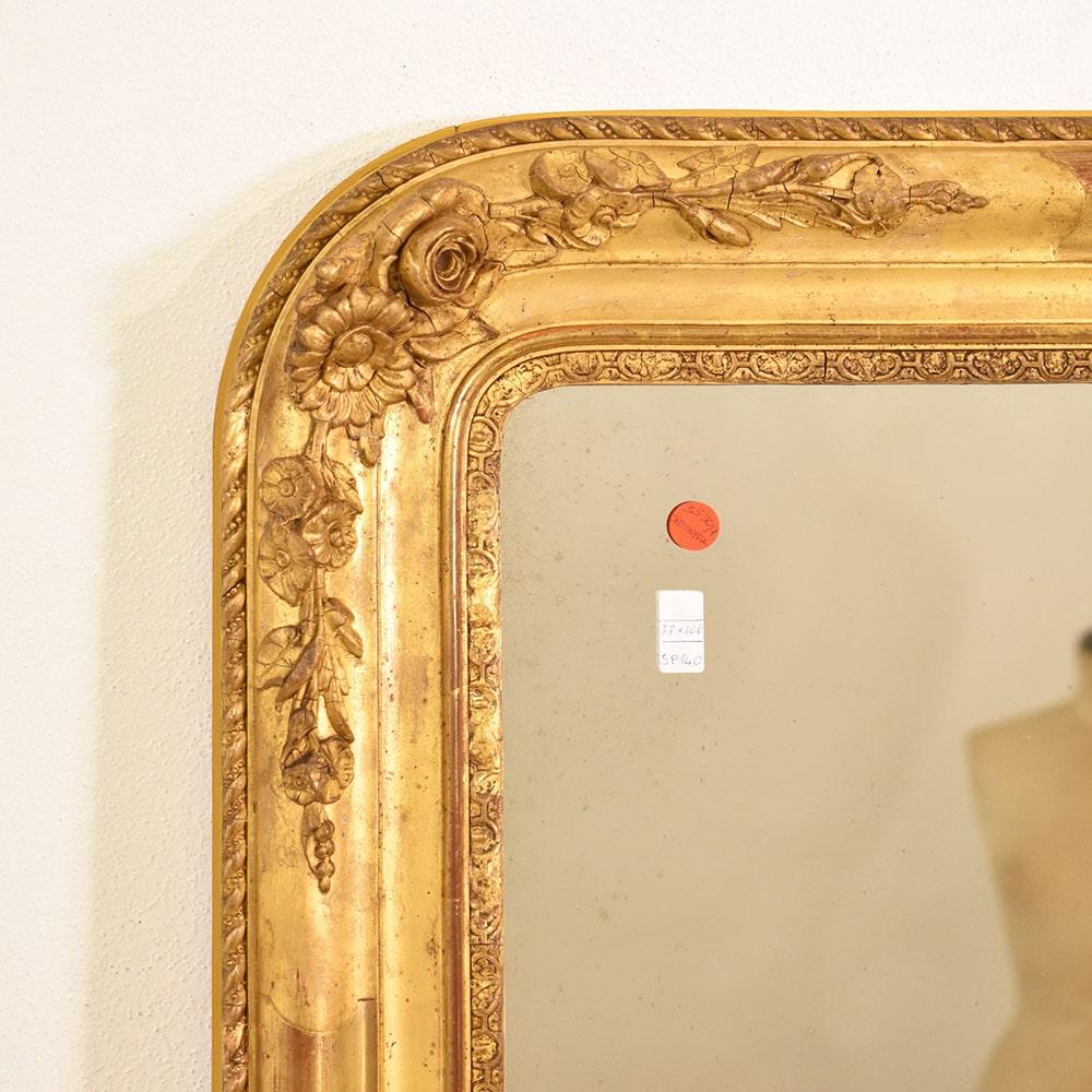 19th Century Antique Gilt Mirror, Mercury Mirror, Wall Mirror, Gold Leaf Frame, XIX Century