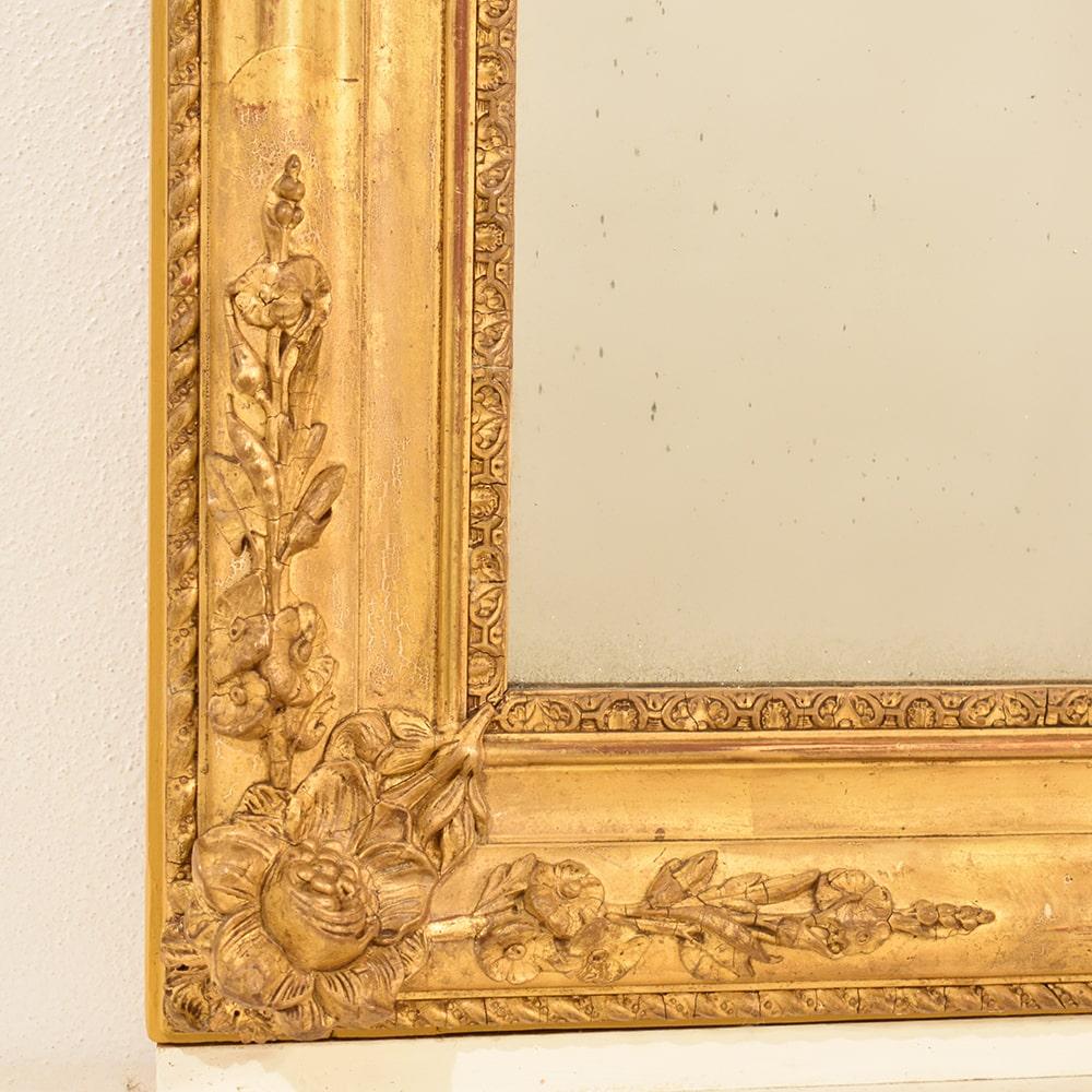 Antique Gilt Mirror, Mercury Mirror, Wall Mirror, Gold Leaf Frame, XIX Century 1