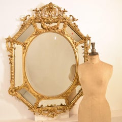 Antique Gilt Mirror, Oval Wall Mirror, Gold Leaf Frame, XIX Century, 'SPO142'