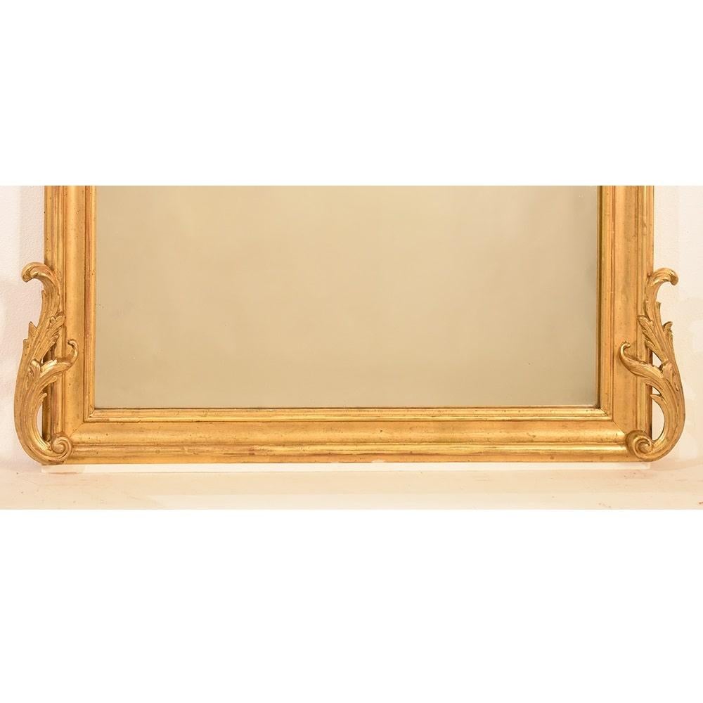 Antique Gilt Mirror, Rectangular Wall Mirror, Gold Leaf Frame, XIX Century 4