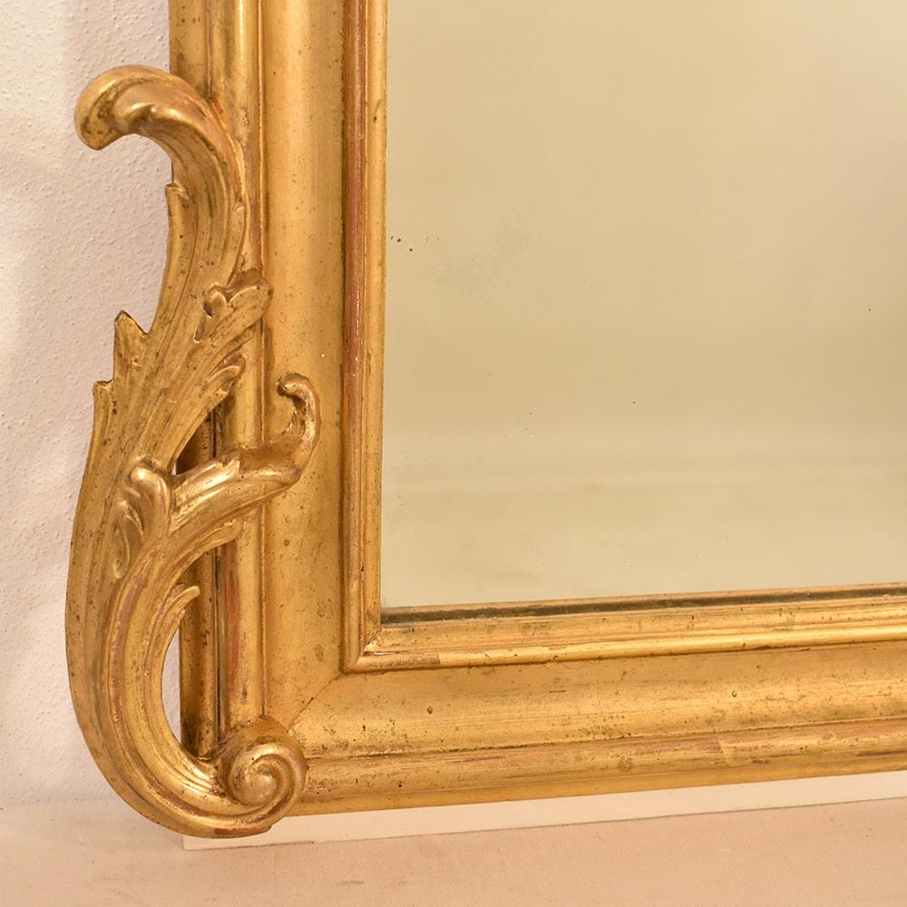 Antique Gilt Mirror, Rectangular Wall Mirror, Gold Leaf Frame, XIX Century 1