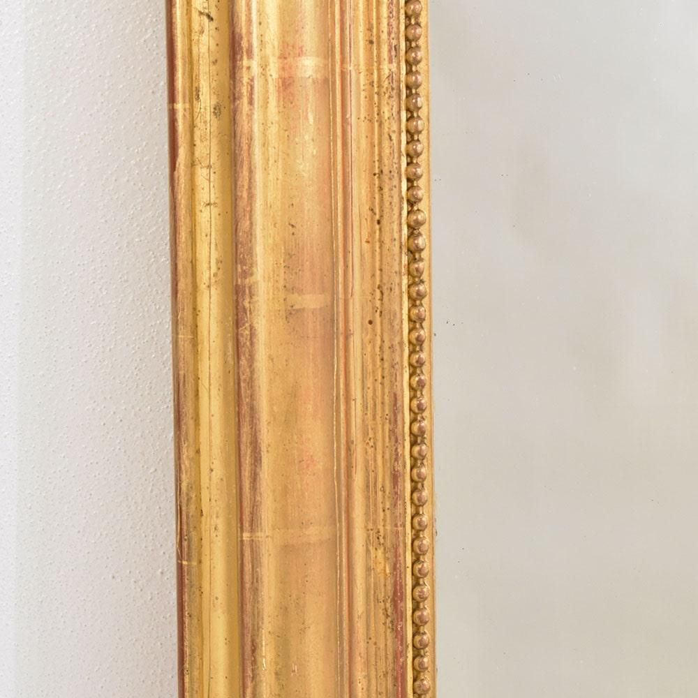 Gesso Antique Gilt Mirror, Rectangular Wall Mirror, Gold Leaf Frame, XIX Century.