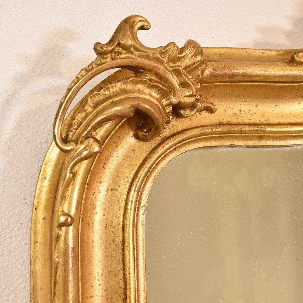 Antique Gilt Mirror, Rectangular Wall Mirror, Gold Leaf Frame, XIX Century 2