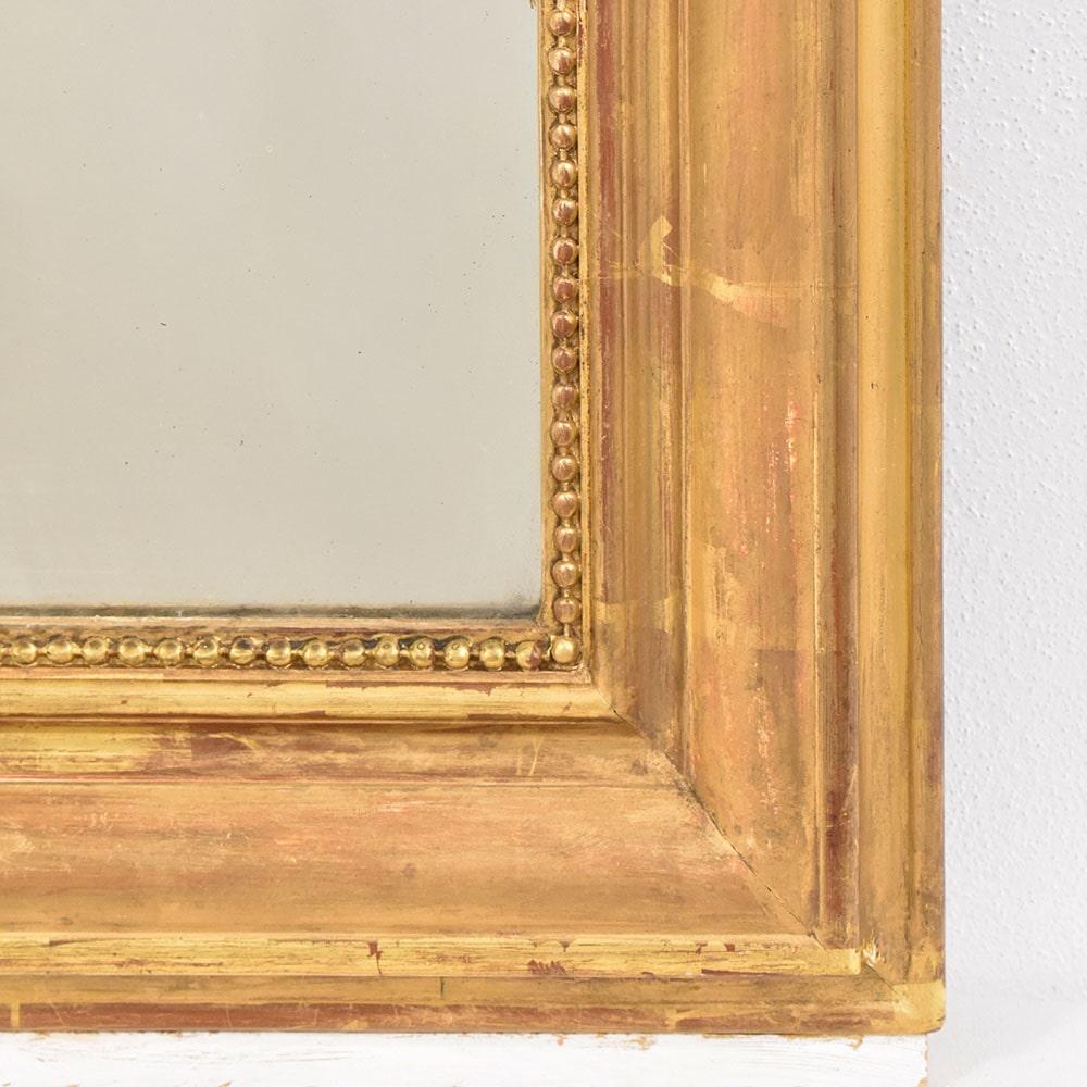 Antique Gilt Mirror, Rectangular Wall Mirror, Gold Leaf Frame, XIX Century. 1