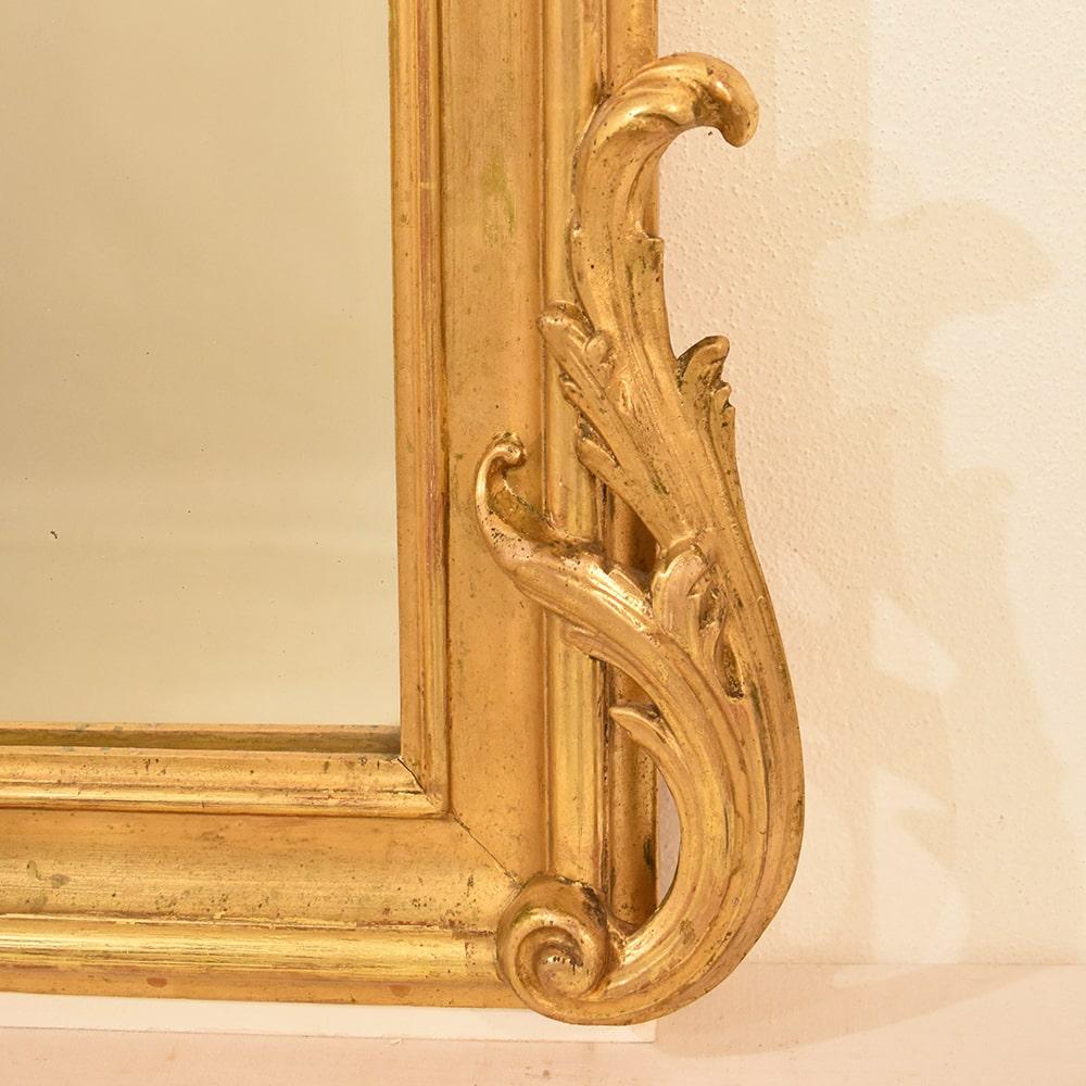 Antique Gilt Mirror, Rectangular Wall Mirror, Gold Leaf Frame, XIX Century 3