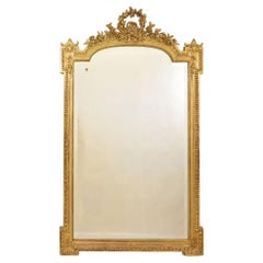 Antique Gilt Mirror, Rectangular Wall Mirror with Knot of Love, Gold Leaf Frame