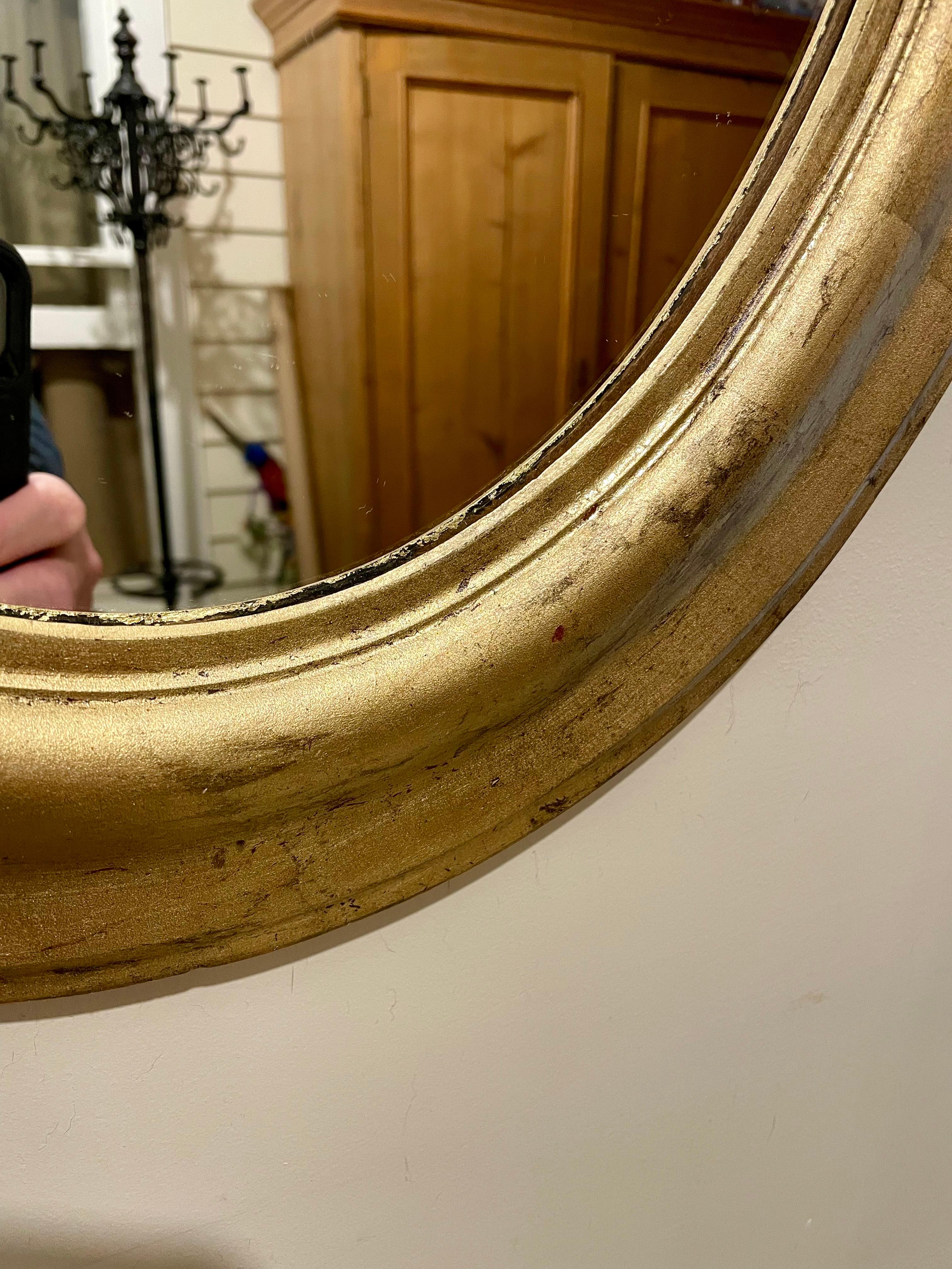 20th Century Antique Gilt Oval Italian Mirror For Sale