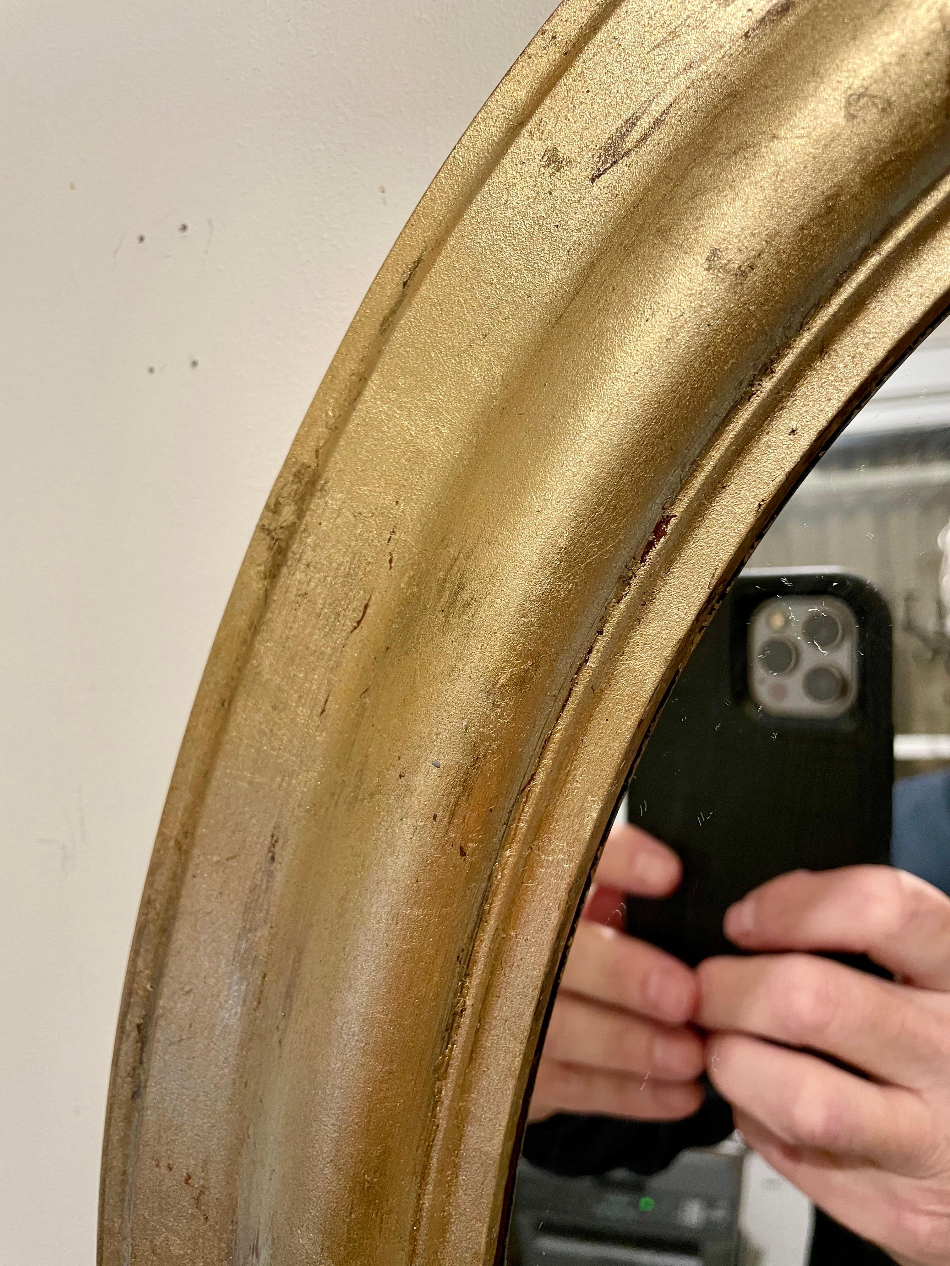 Wood Antique Gilt Oval Italian Mirror For Sale
