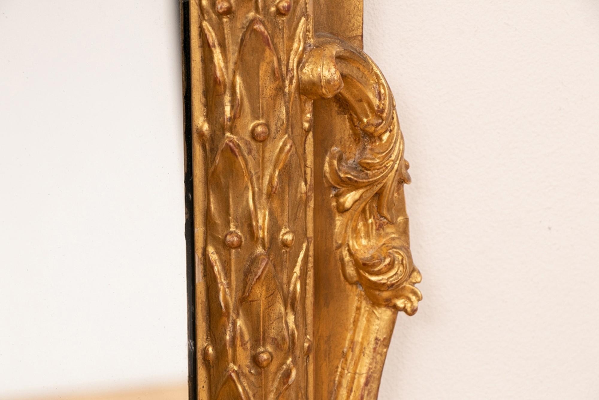 Early Victorian Antique Gilt Over Mantel Mirror