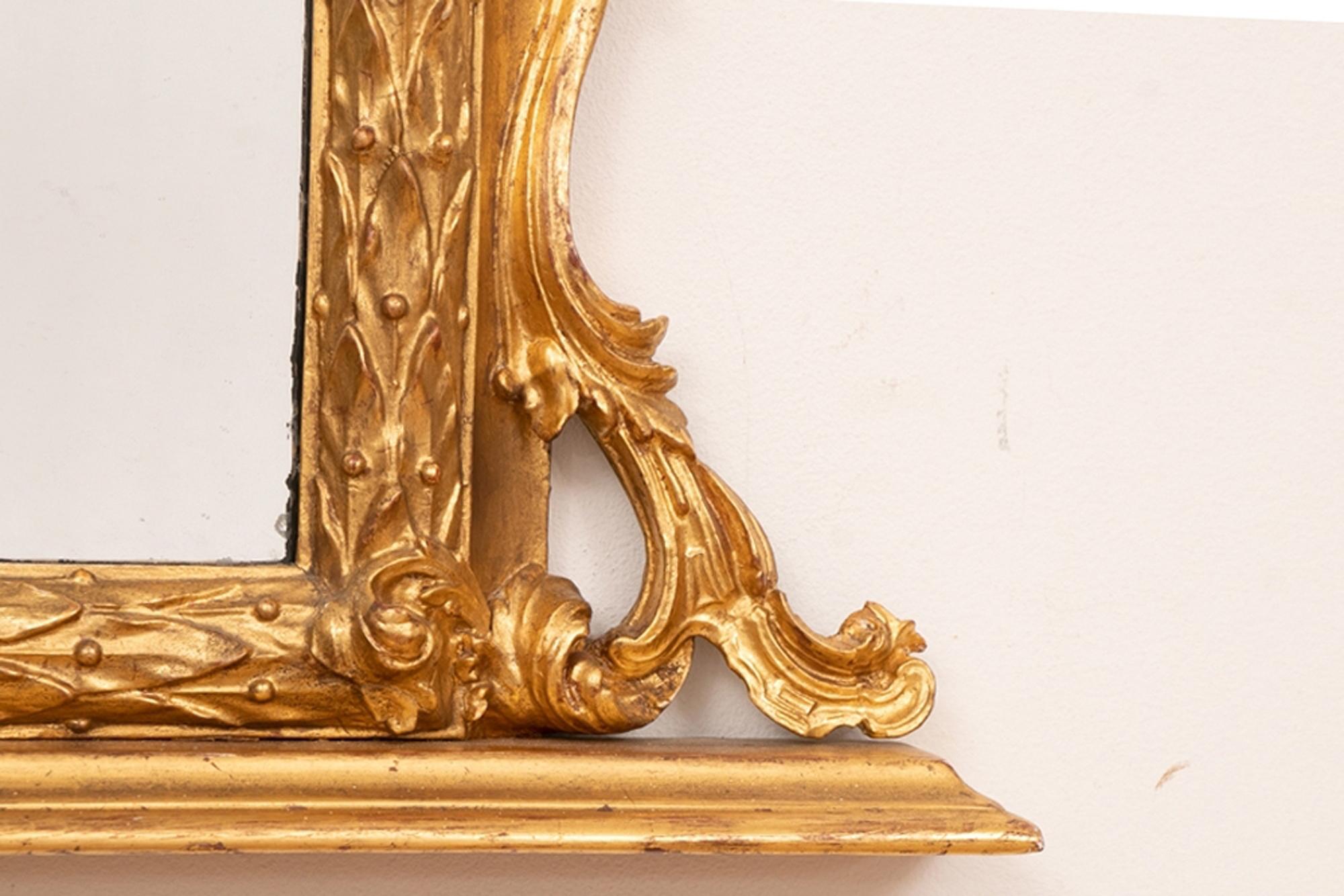 English Antique Gilt Over Mantel Mirror
