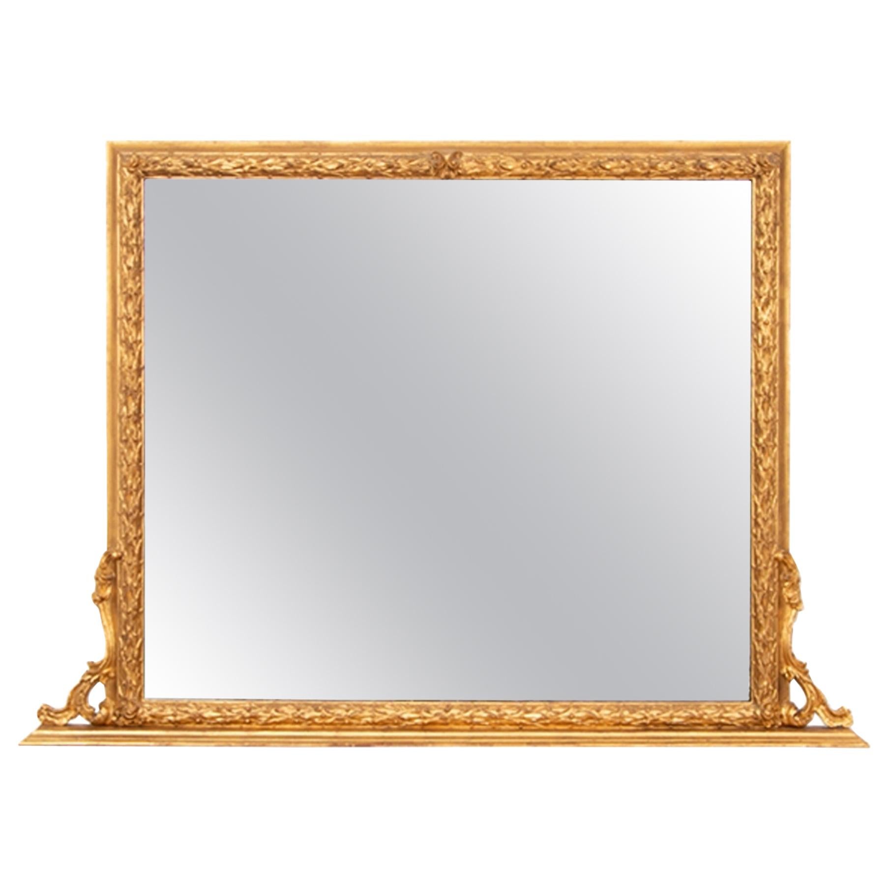 Antique Gilt Over Mantel Mirror