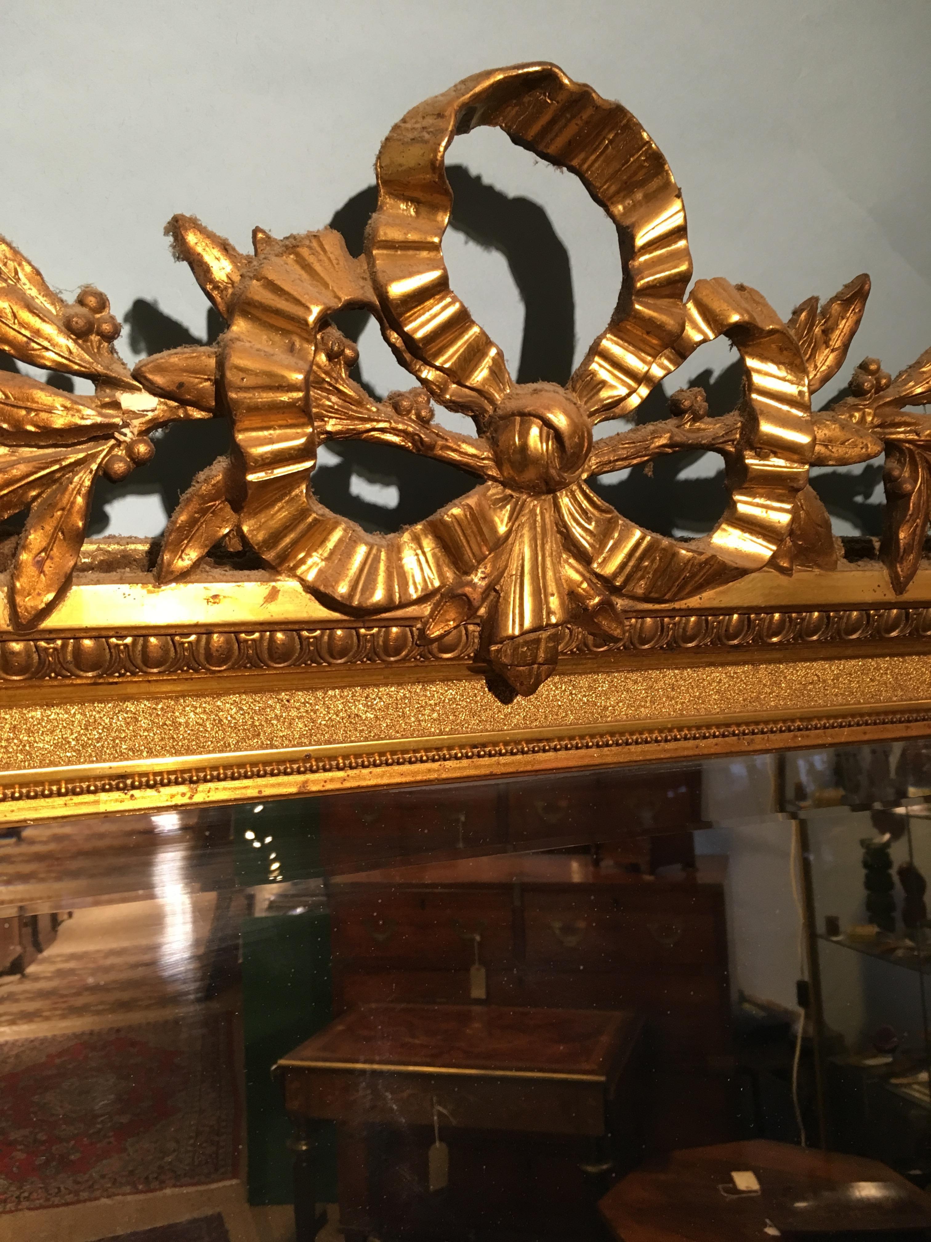 French Antique Gilt Overmantel Mirror