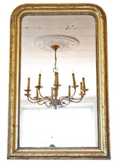 Antique Gilt Overmantle Wall Mirror – Large 19th Century Gold Frame Vintage