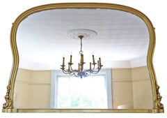 Antique Gilt Overmantle Wall Mirror – Very Large 19th Century Gold Frame Vintage