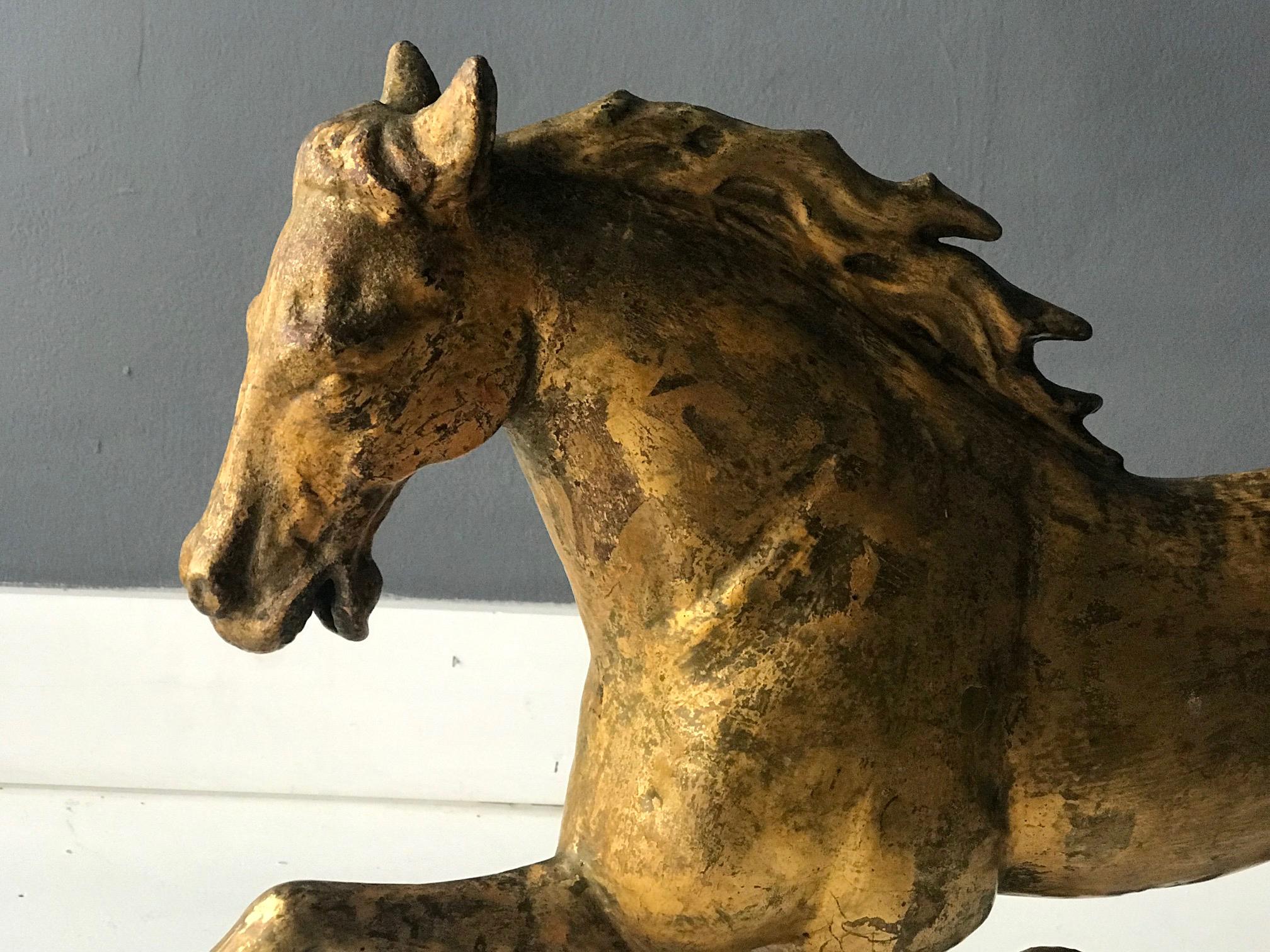 Antique Gilt Running Horse Weathervane Attributed to J.W. Fiske 2