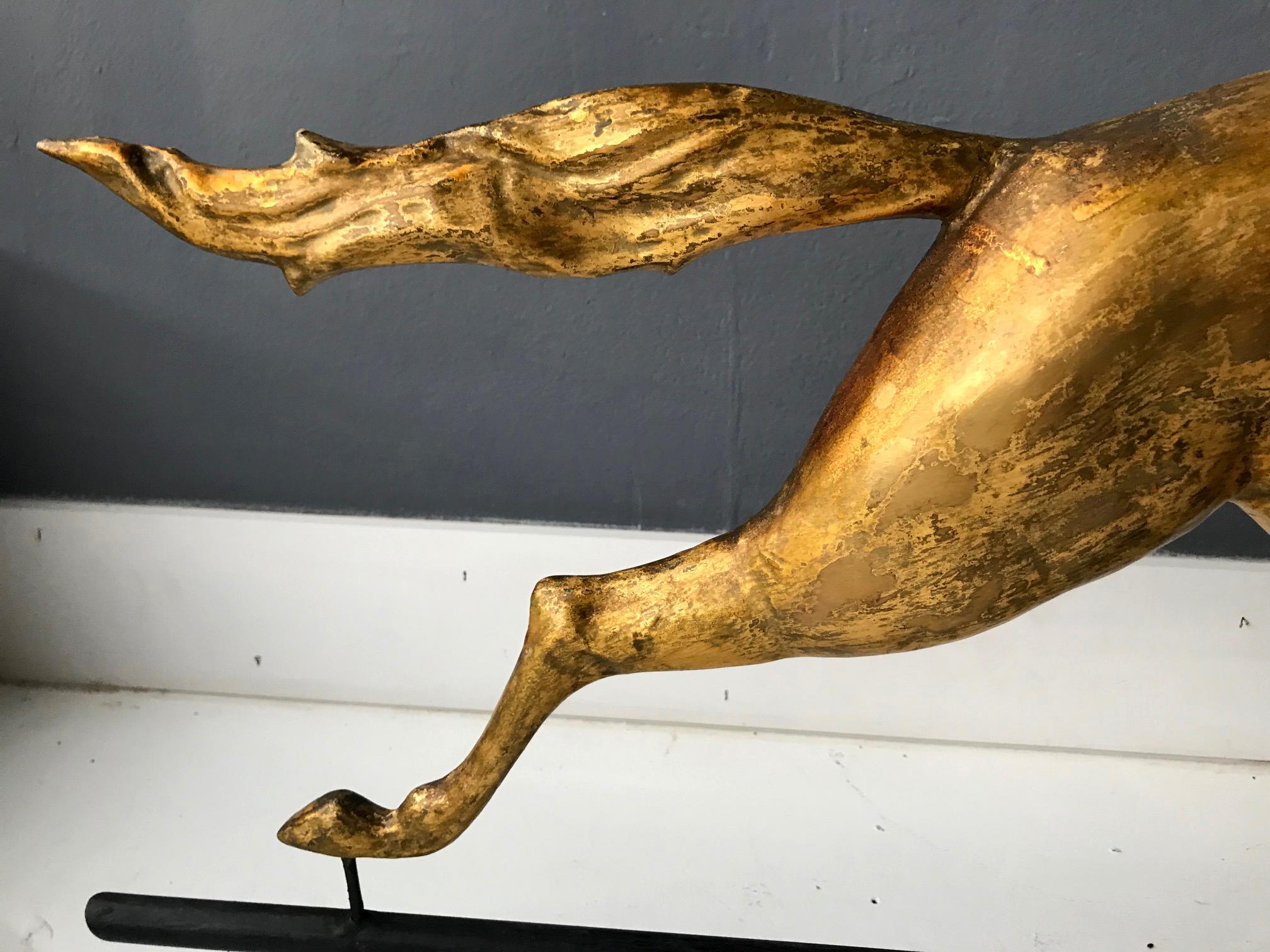 Antique Gilt Running Horse Weathervane Attributed to J.W. Fiske 6