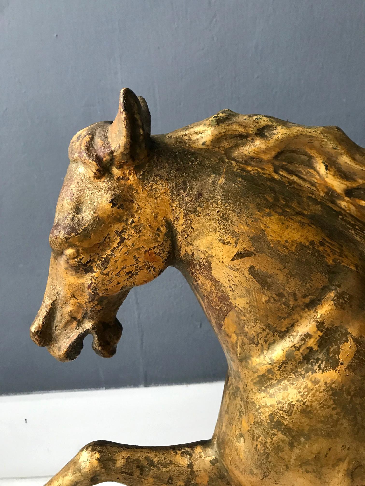 Copper Antique Gilt Running Horse Weathervane Attributed to J.W. Fiske