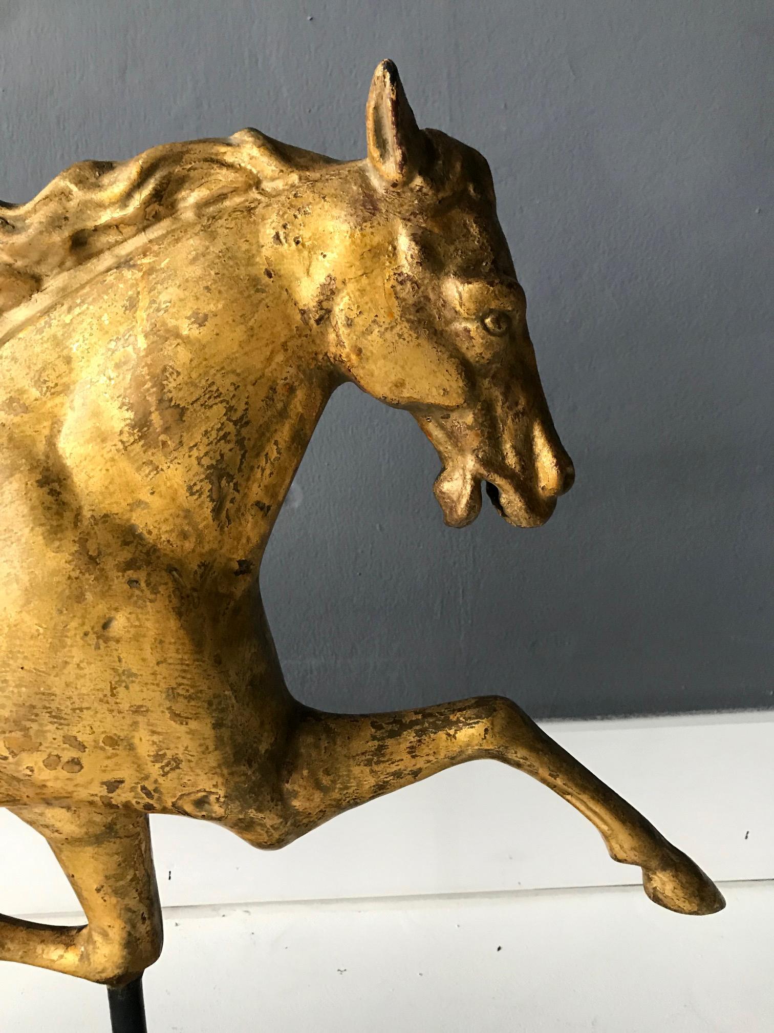 Antique Gilt Running Horse Weathervane Attributed to J.W. Fiske 1