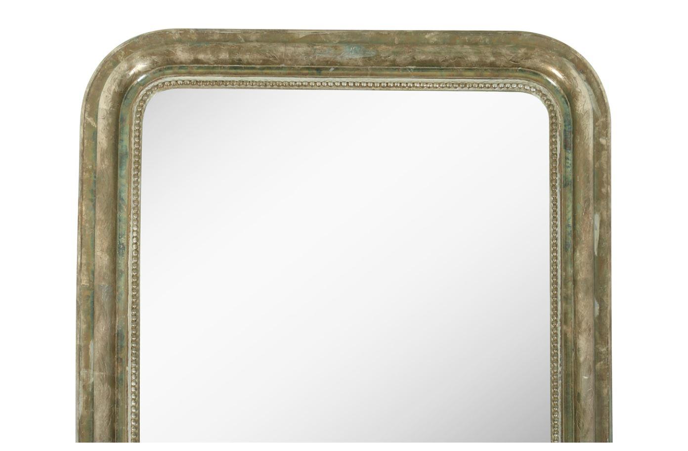 Antique gilt silver Louis Philippe mirror with inset bead detail.