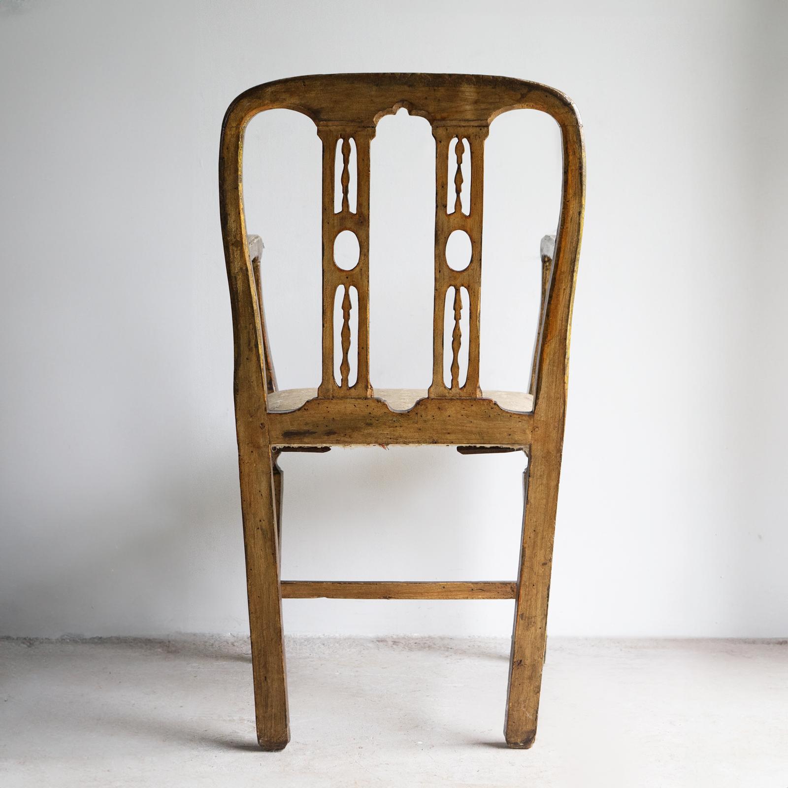 Ancienne chaise d'appoint vénitienne dorée, fin 18e/début 19e siècle en vente 3