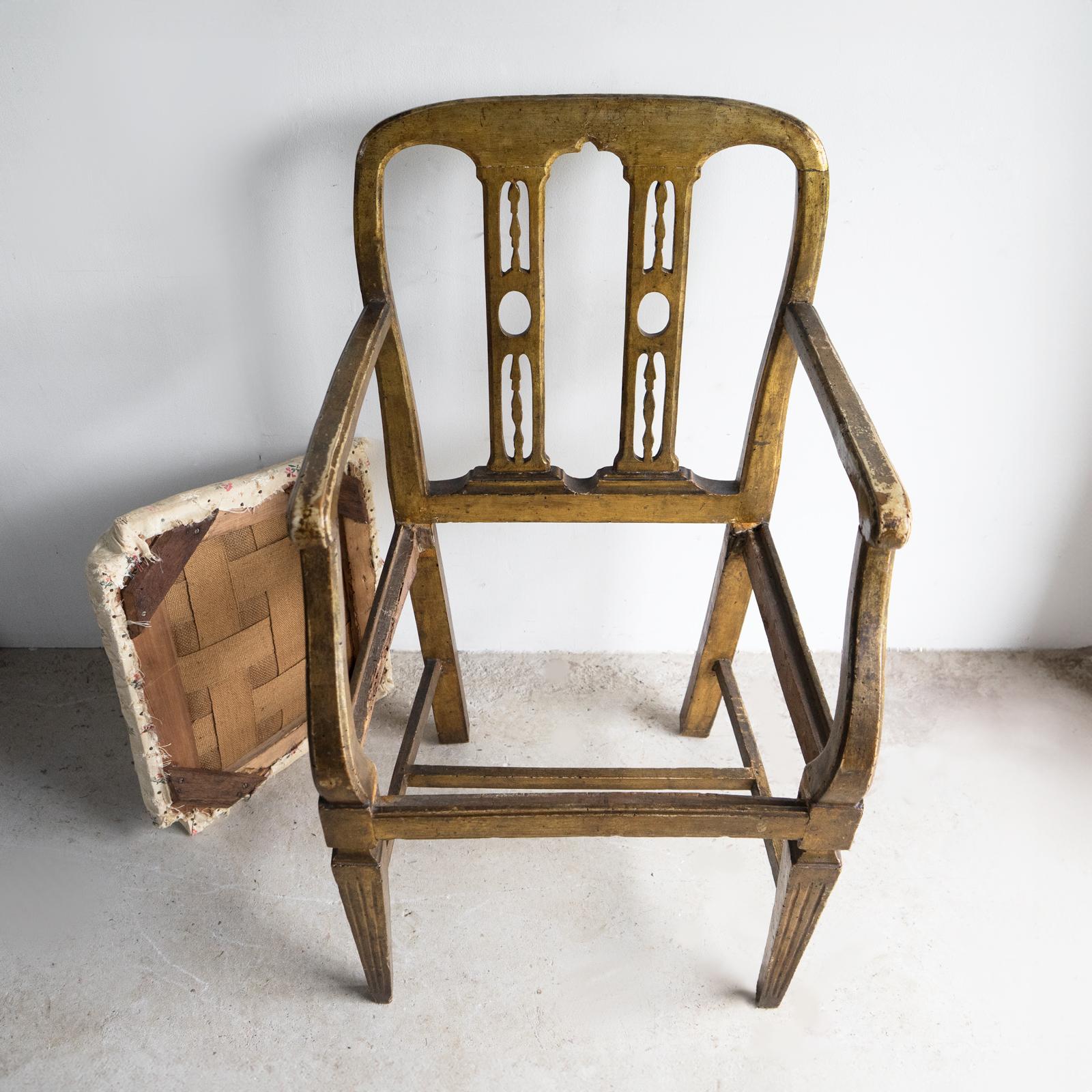 Ancienne chaise d'appoint vénitienne dorée, fin 18e/début 19e siècle en vente 5