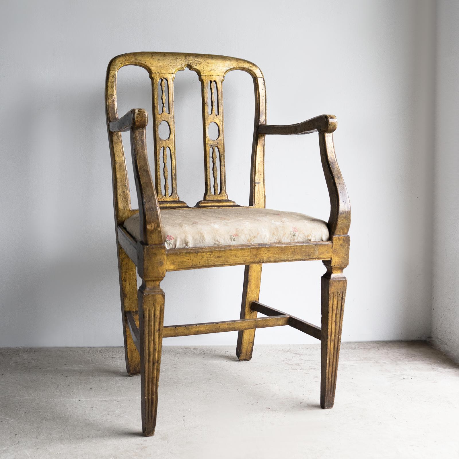 Baroque Ancienne chaise d'appoint vénitienne dorée, fin 18e/début 19e siècle en vente