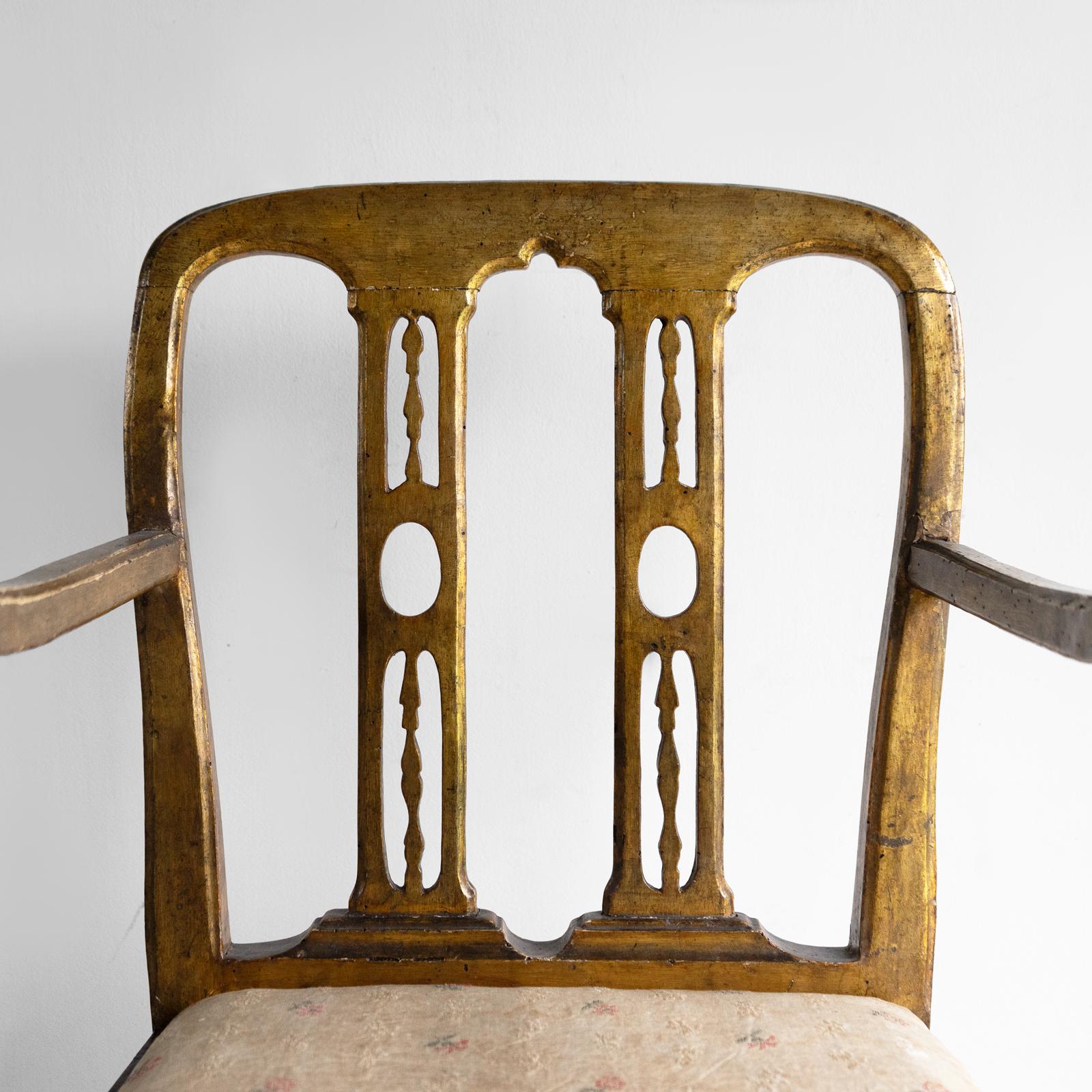 Soie Ancienne chaise d'appoint vénitienne dorée, fin 18e/début 19e siècle en vente