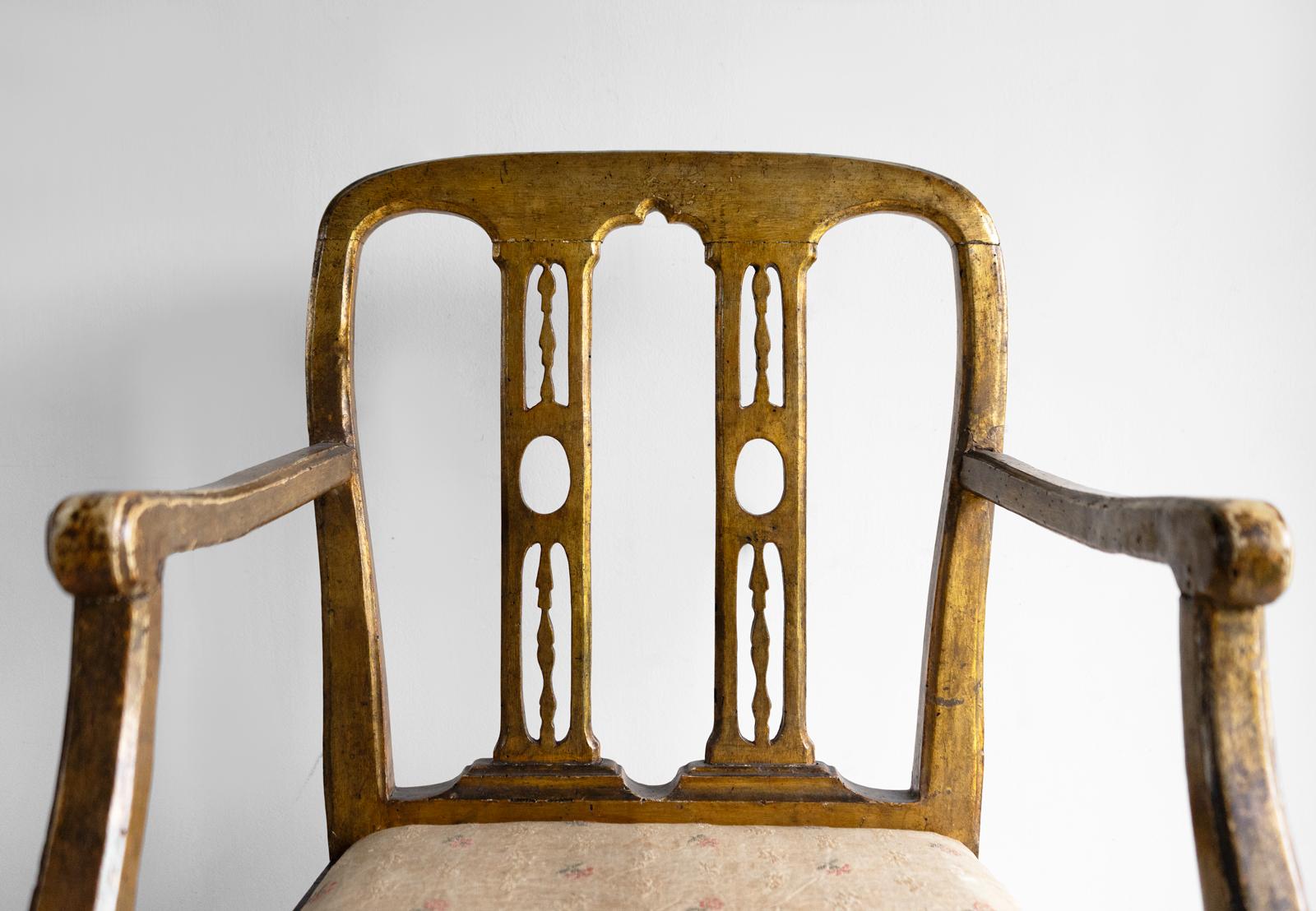 Ancienne chaise d'appoint vénitienne dorée, fin 18e/début 19e siècle en vente 1