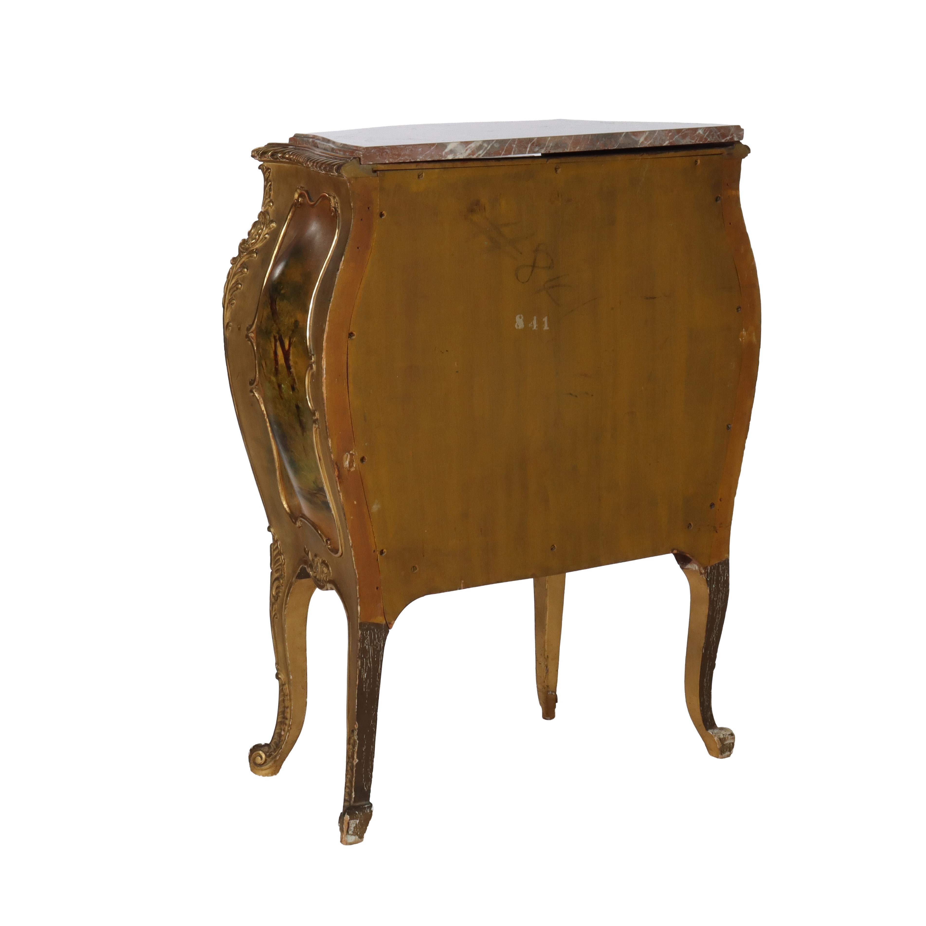 Antique Gilt & Vernis Martin Painted Marble Top Bombay Commode 19thC For Sale 5
