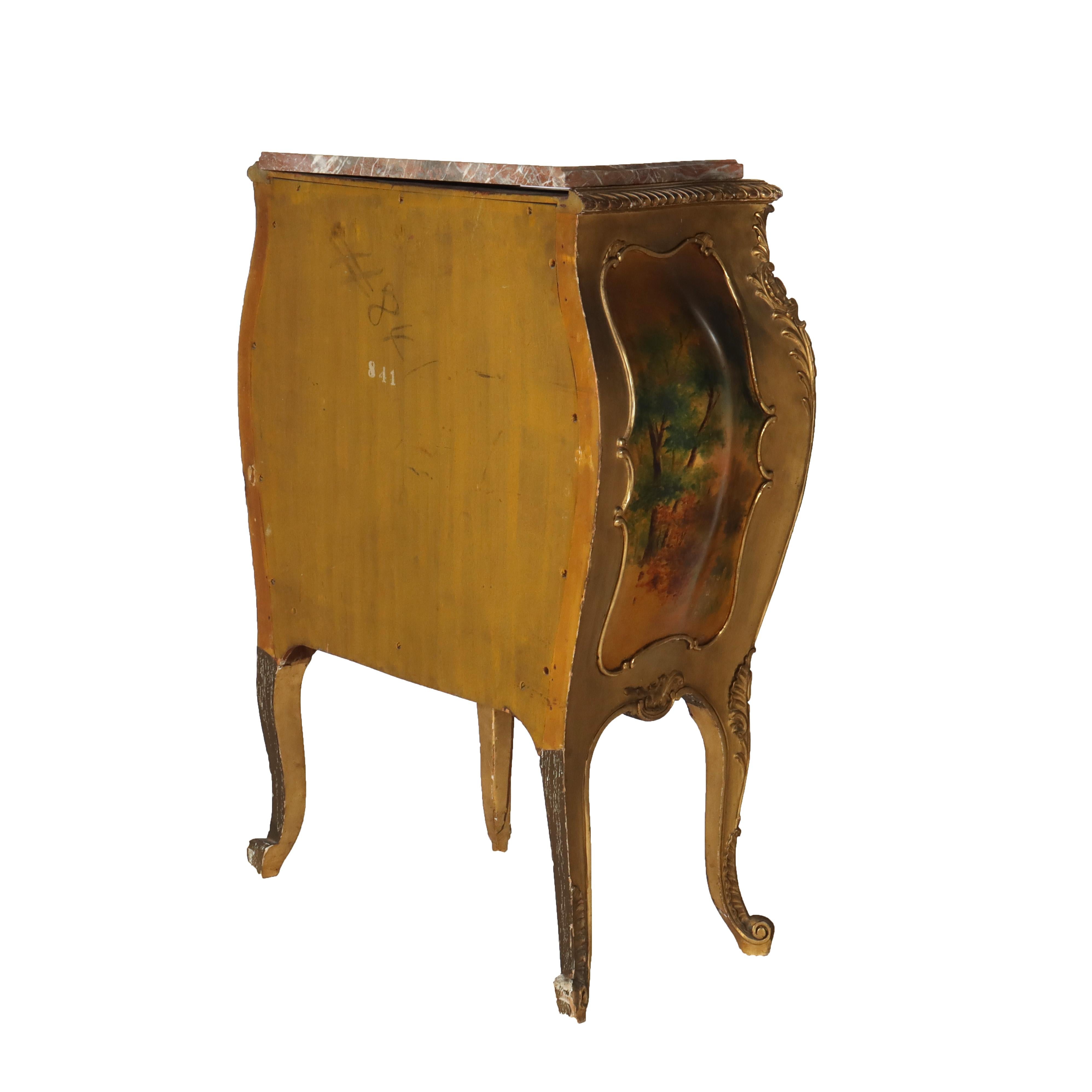 Antique Gilt & Vernis Martin Painted Marble Top Bombay Commode 19thC For Sale 6