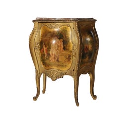 Antique Gilt & Vernis Martin Painted Marble Top Bombay Commode 19thC