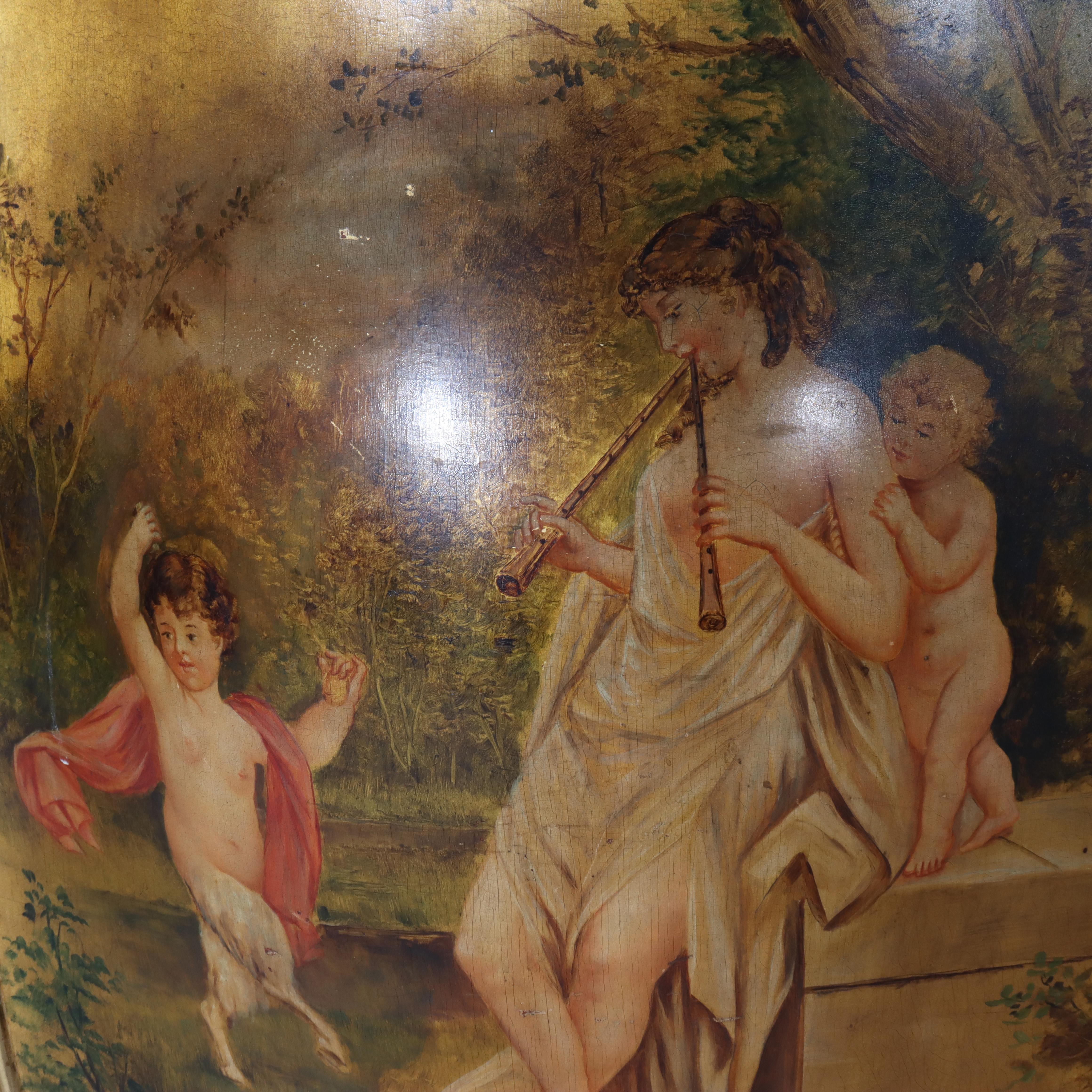 19th Century Antique Gilt & Vernis Martin Painted Marble Top Bombay Commode 19thC For Sale