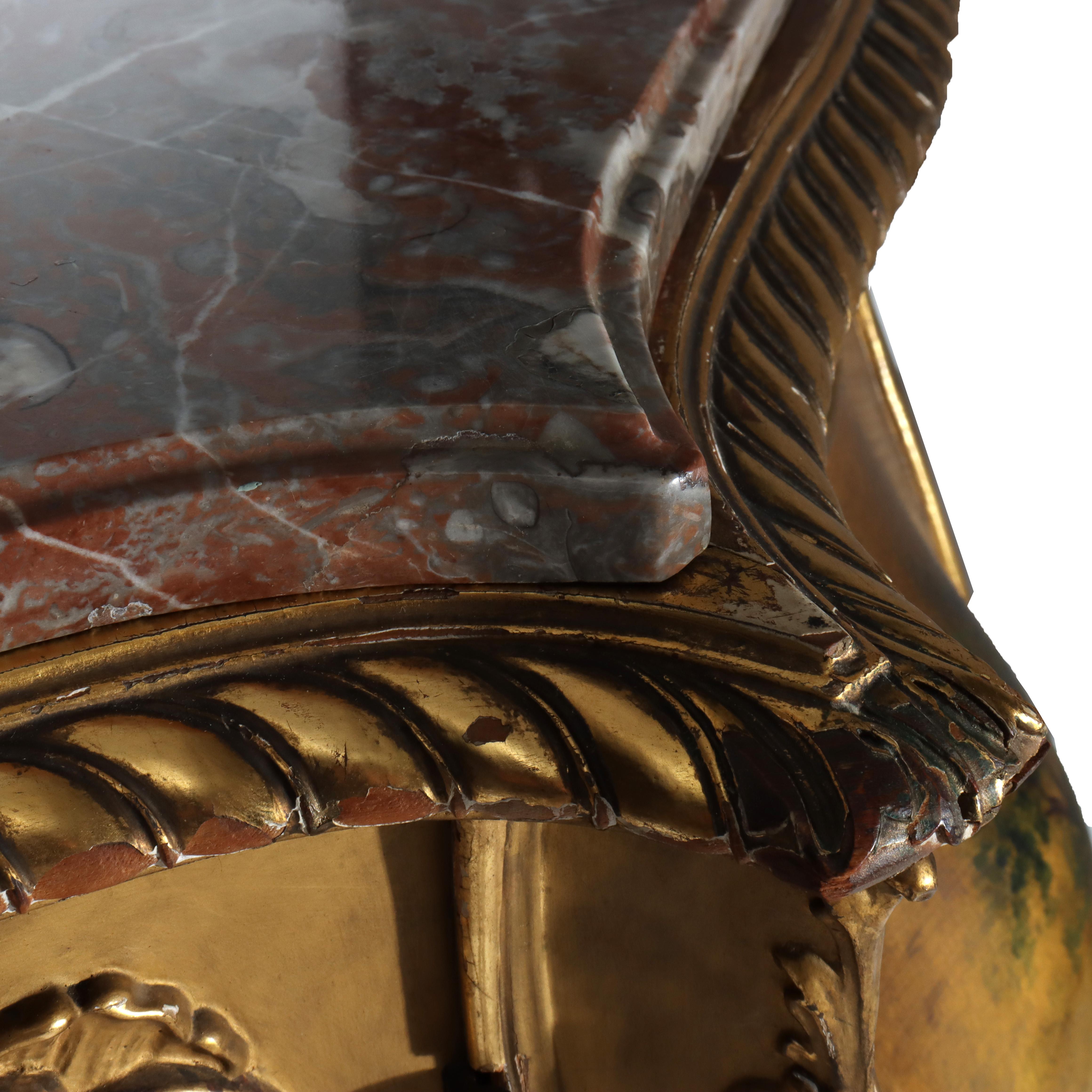 Antique Gilt & Vernis Martin Painted Marble Top Bombay Commode 19thC For Sale 4