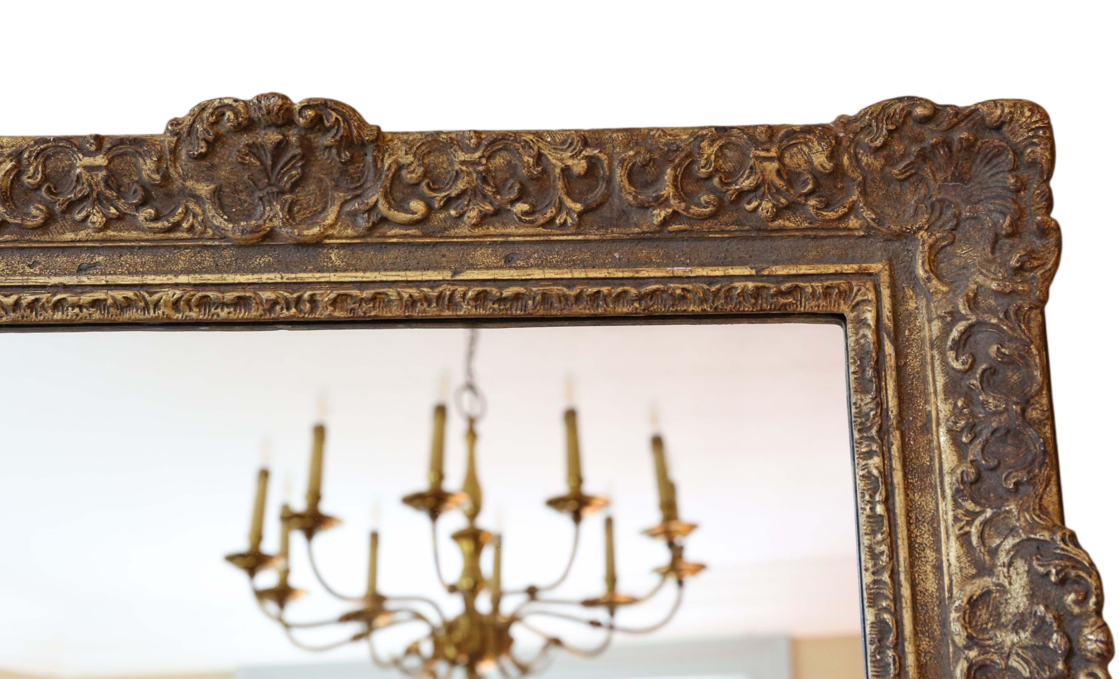 Antique Gilt Wall Mirror 19th Century Overmantle In Good Condition For Sale In Wisbech, Cambridgeshire