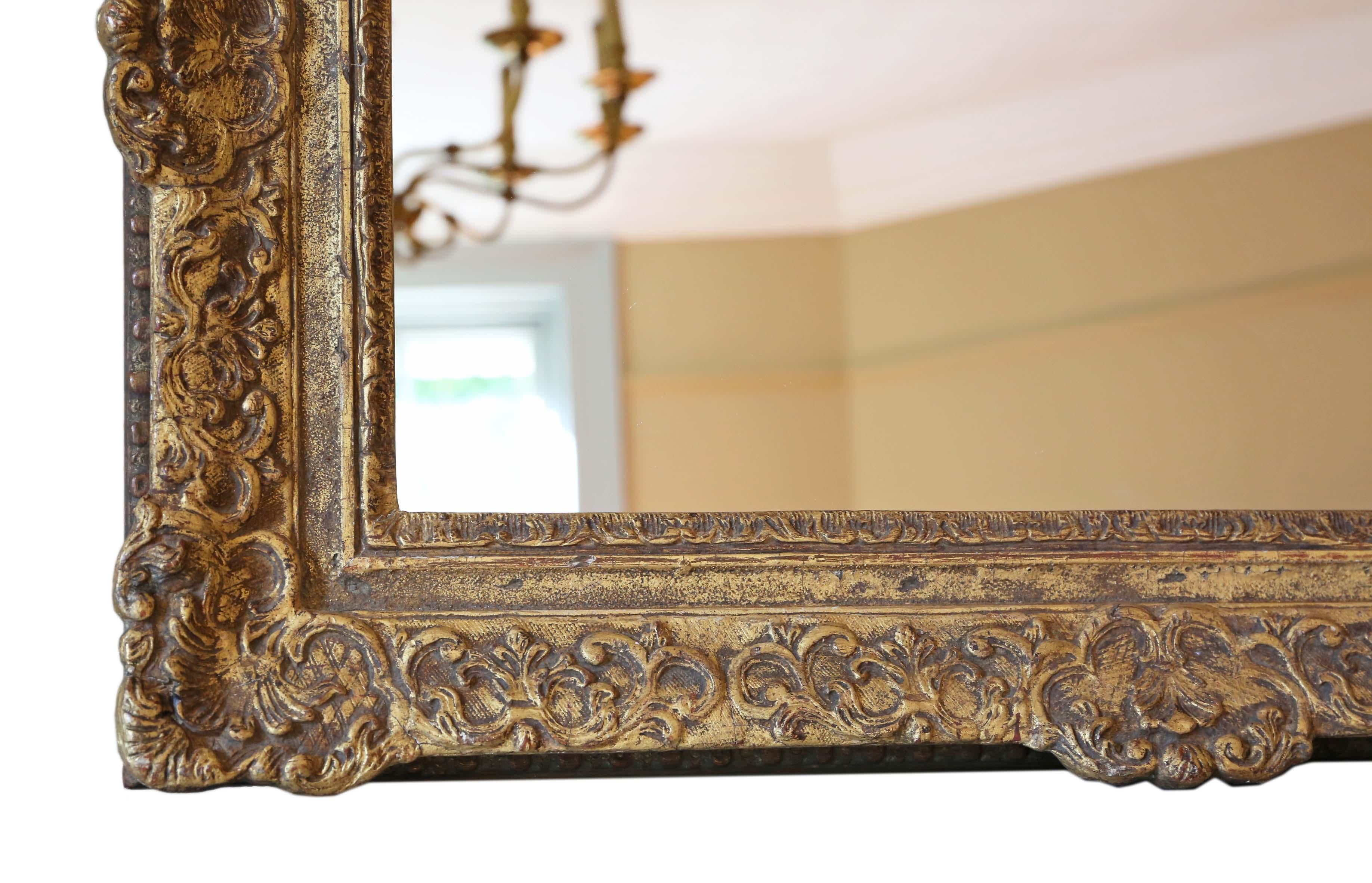 Giltwood Antique Gilt Wall Mirror 19th Century Overmantle For Sale