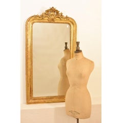 Antique Gilt Wall Mirror, Mirror with Flowers, Gold Leaf Frame, XIX Century