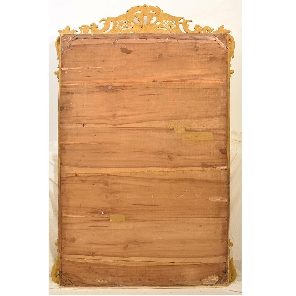 Antique Gilt Wall Mirror, Mirror with Lyre and Flowers, Gold Leaf Frame, XIX 4