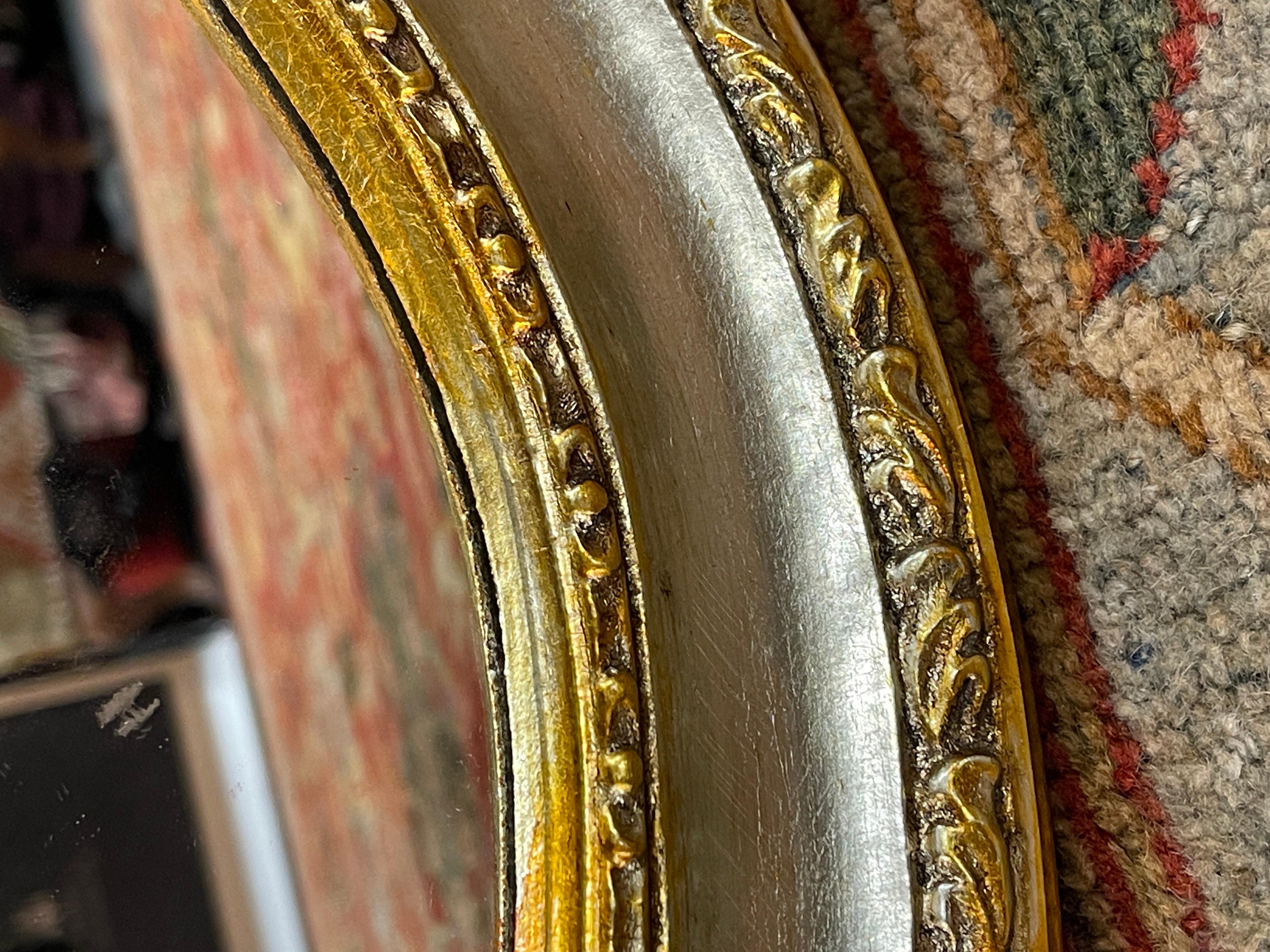 Lux Wall Mirror, Oval Modern Console Mirror, Antique Gilt French Art Deco Mirror For Sale 10