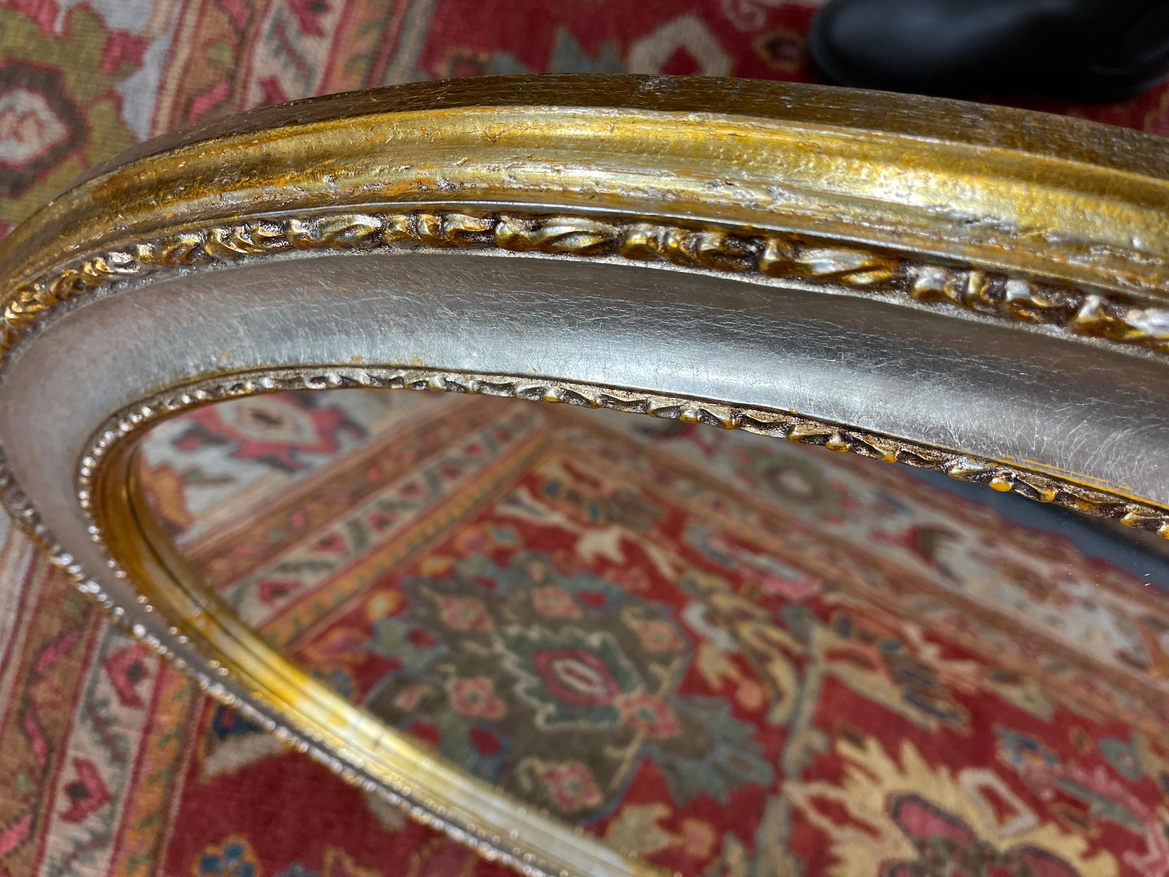 Lux Wall Mirror, Oval Modern Console Mirror, Antique Gilt French Art Deco Mirror For Sale 1