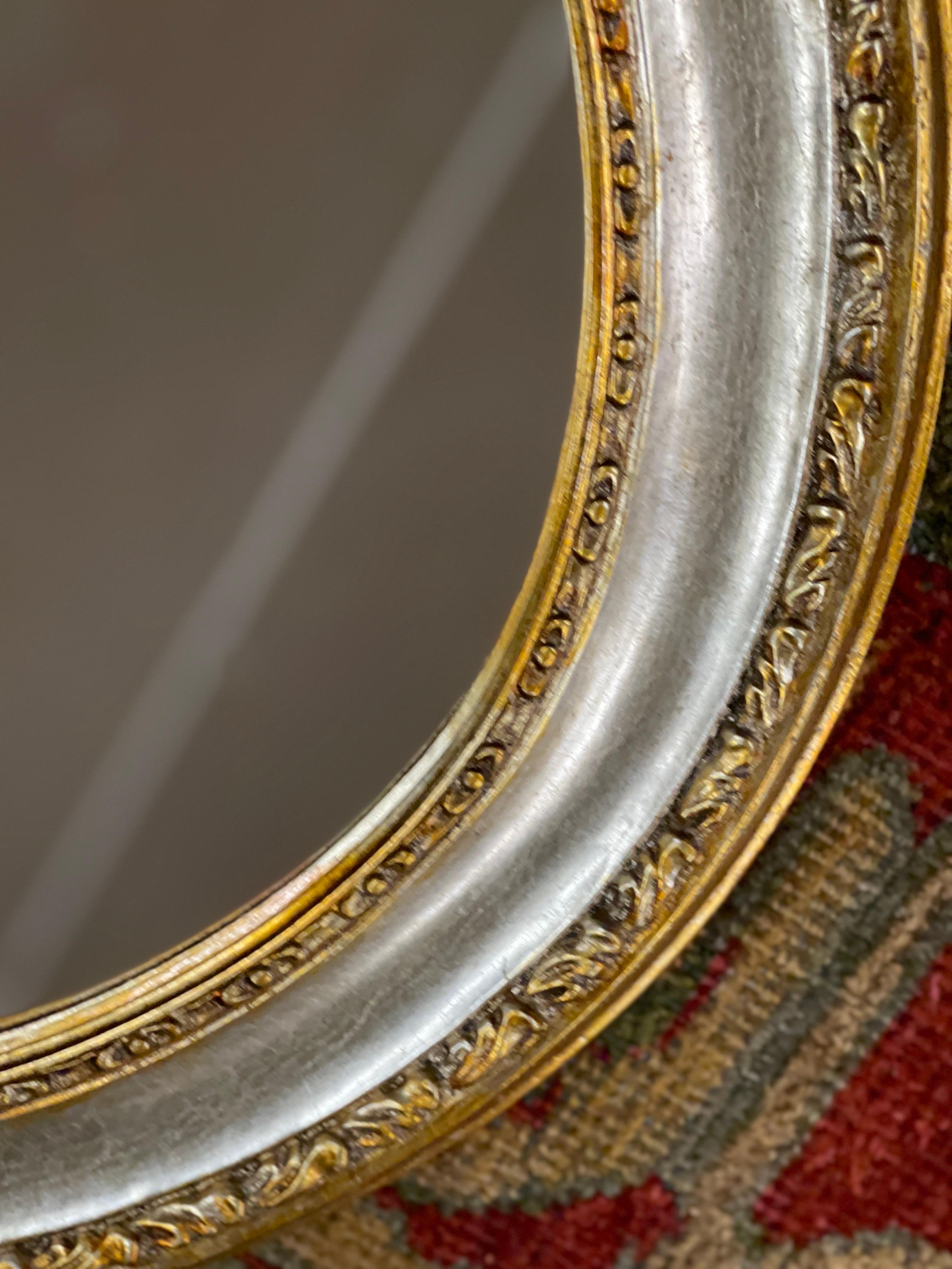 Lux Wall Mirror, Oval Modern Console Mirror, Antique Gilt French Art Deco Mirror For Sale 3